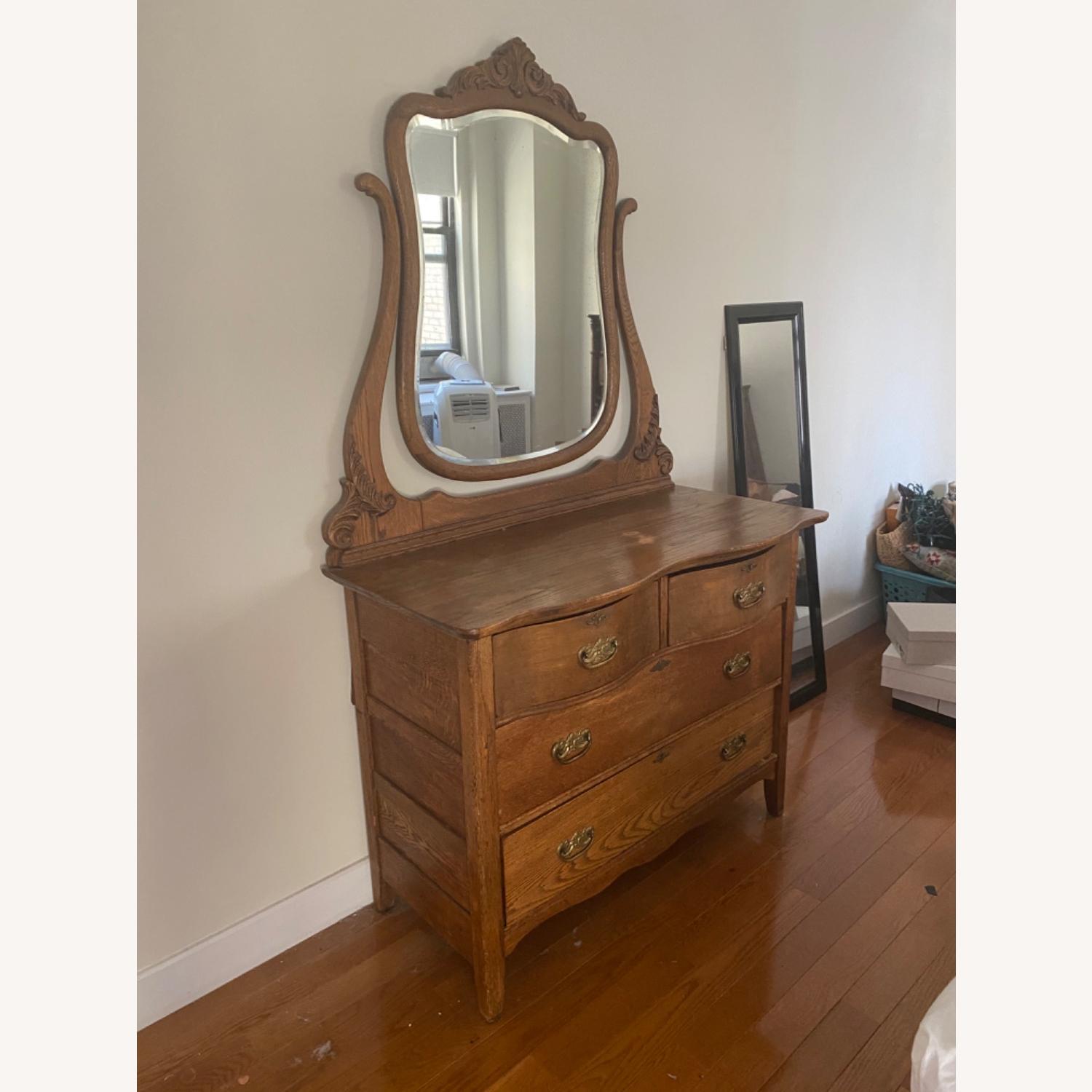 Antique Oak Dresser with Mirror - image-1