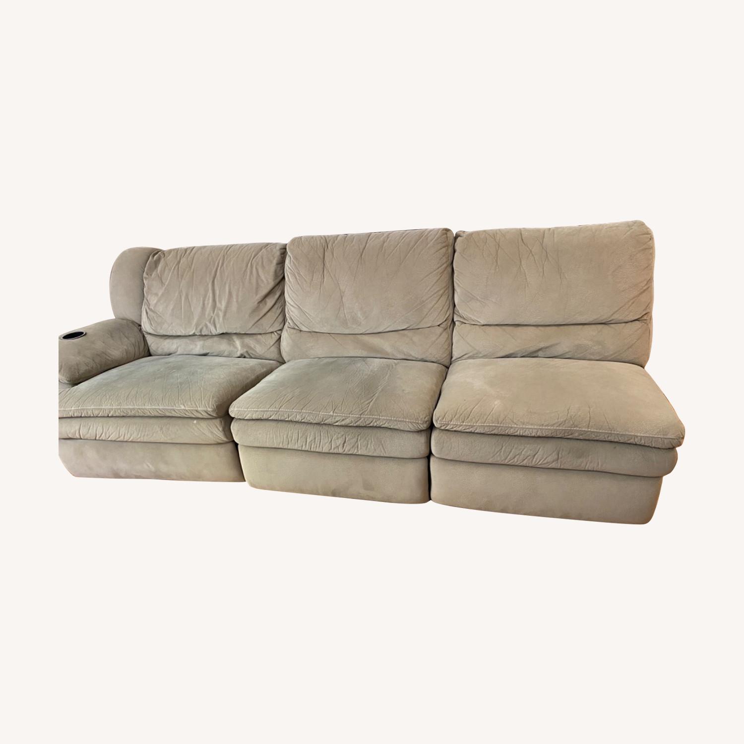 Beige Sofa with Recliner AptDeco