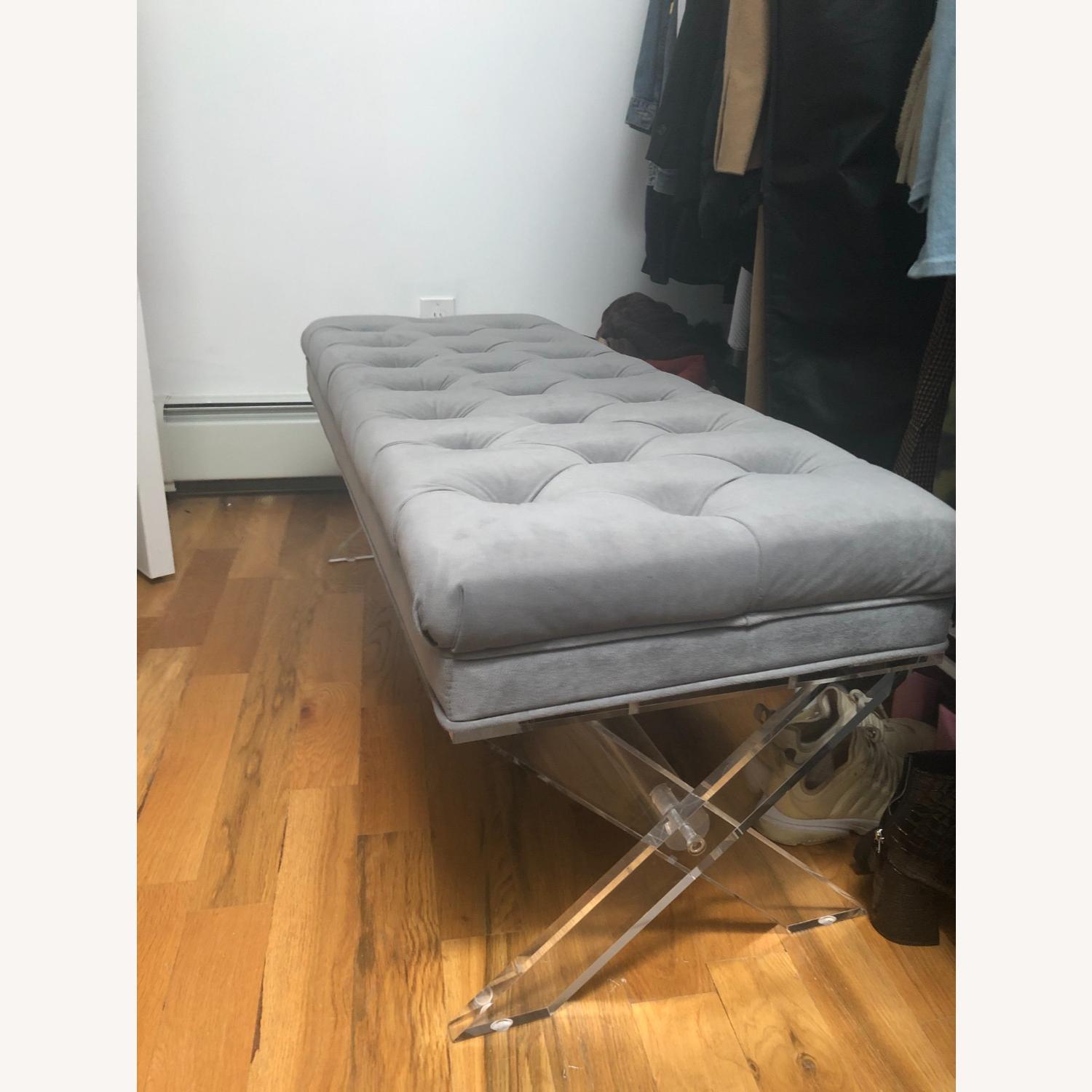 Home Goods Slate Grey Suede Bench - image-1