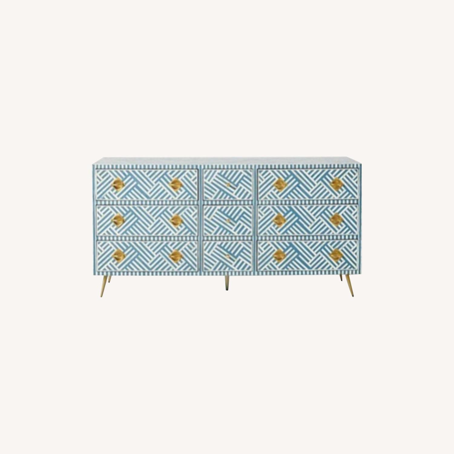 Anthropologie Optical Inlay Nine-Drawer Dresser - image-0