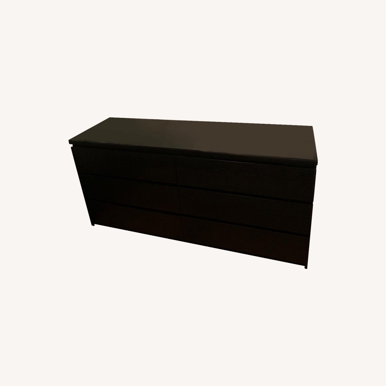 IKEA Malm Dark Brown Dresser + Glass Top AptDeco