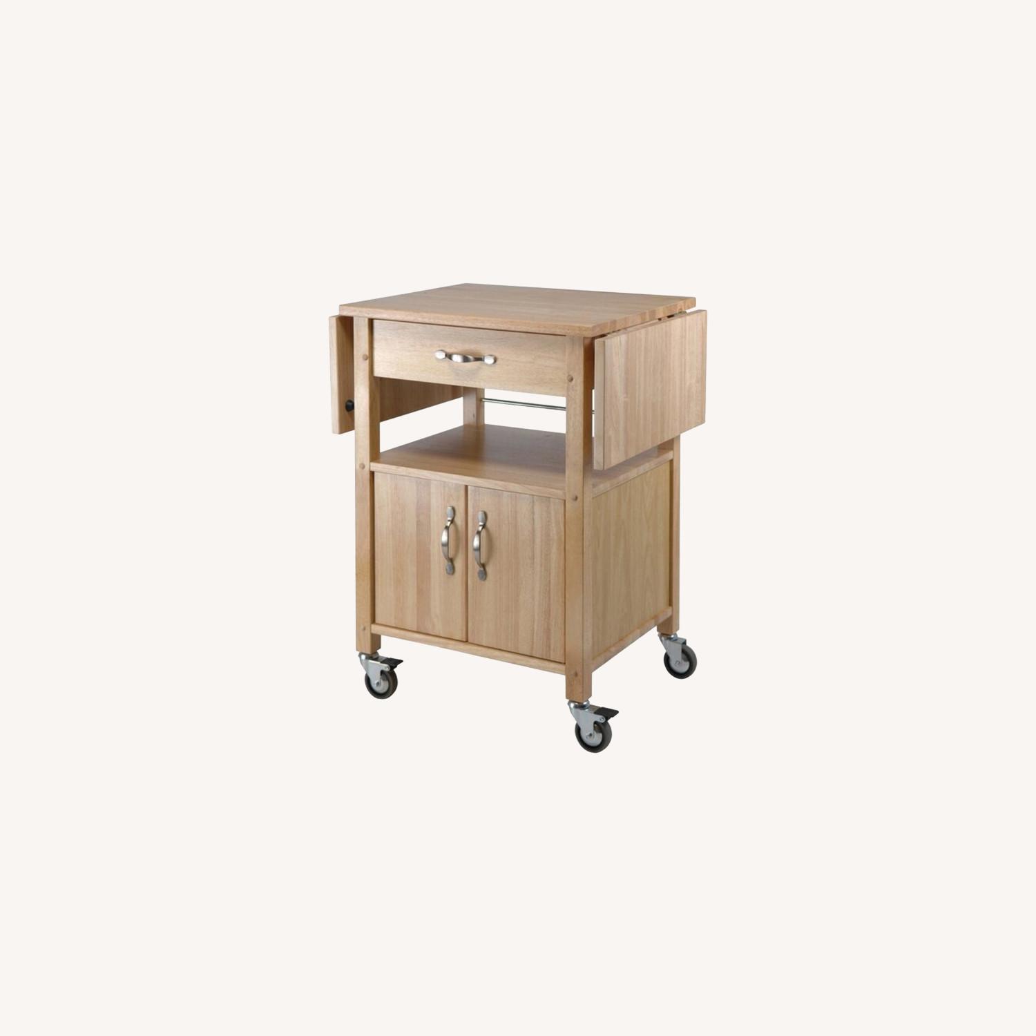 Wayfair Baca Kitchen Cart with Wooden Top AptDeco
