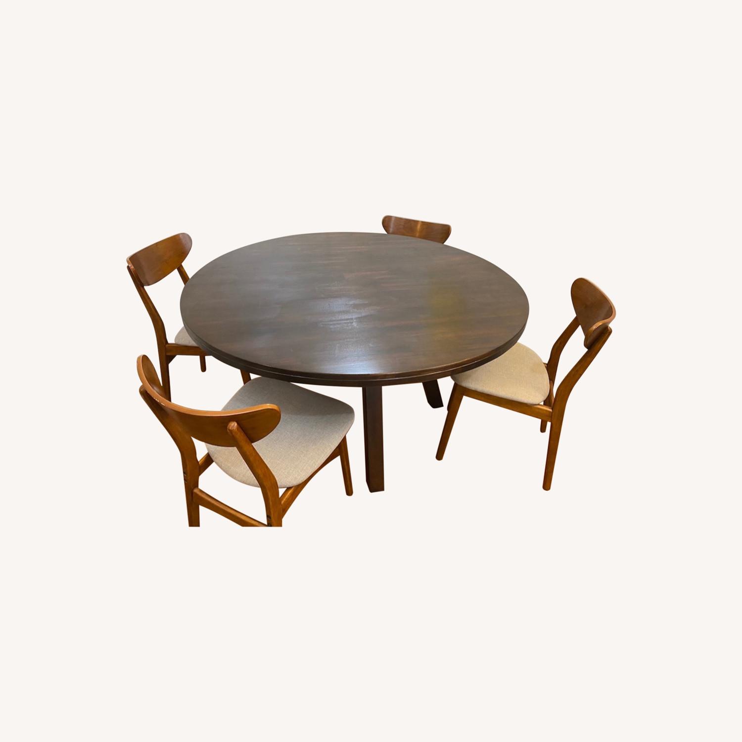 Acacia Wood Dining Table & West Elm Cafe Chairs AptDeco