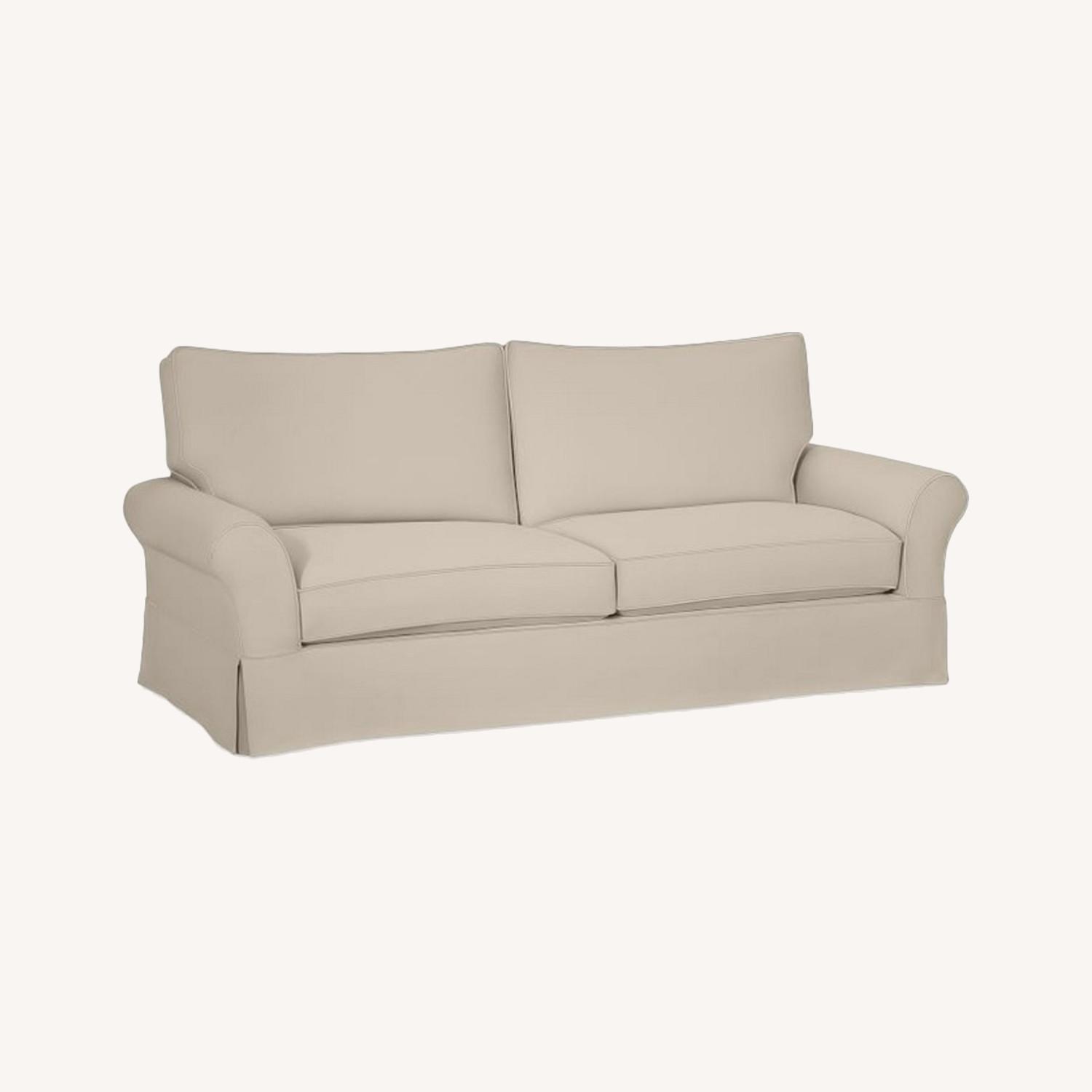 Pottery Barn Comfort Roll Arm Slipcovered Grand Sofa AptDeco