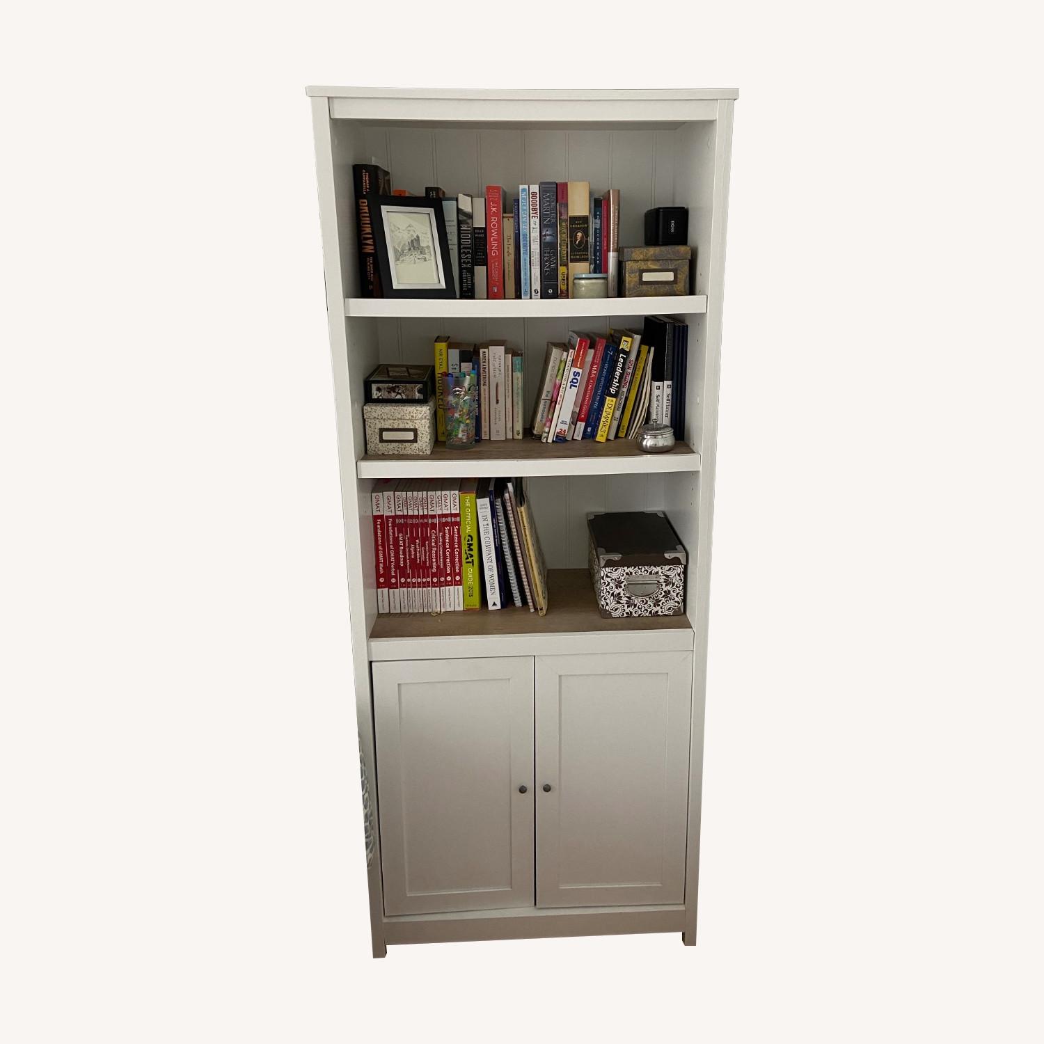 Wayfair White Bookcase w/ 3 shelves and a 2door AptDeco