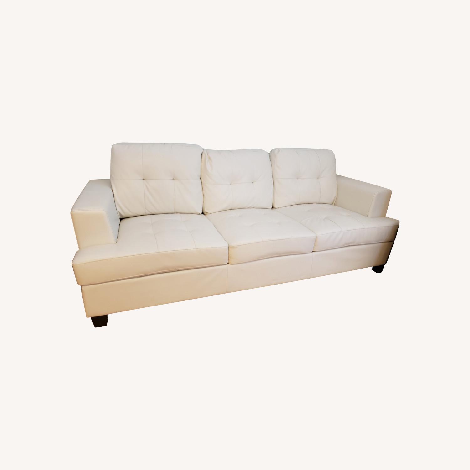 White Faux Leather Sofa - AptDeco