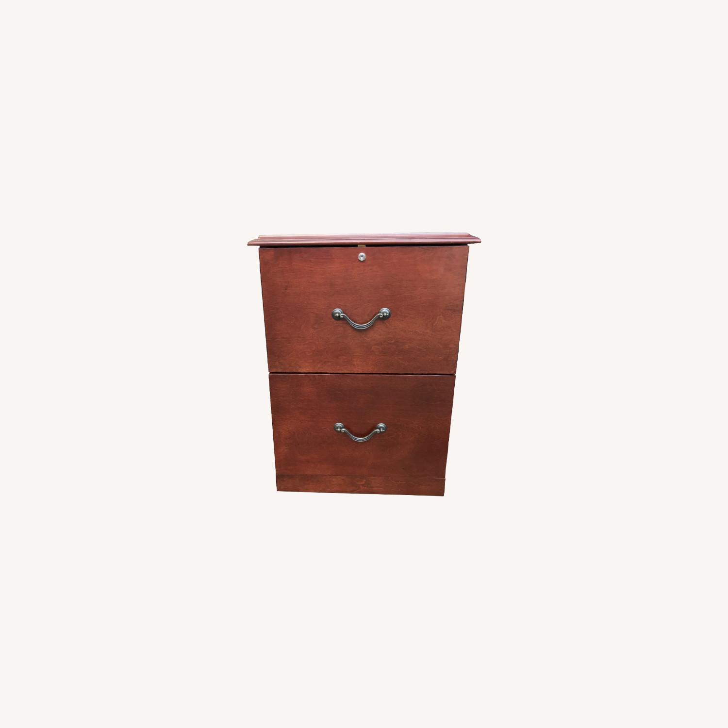 Mahogany File Cabinet w/ Key - image-0