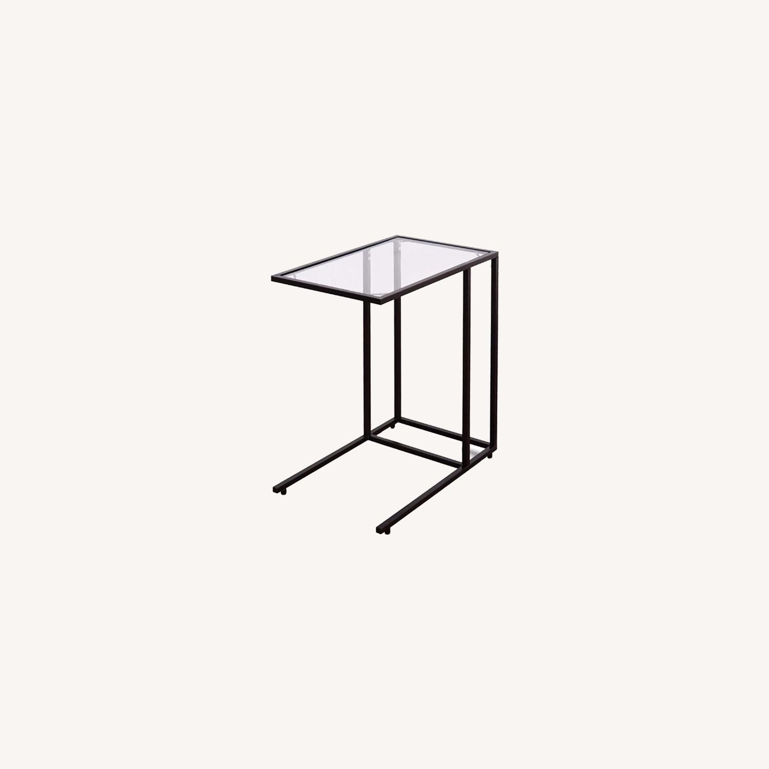 Side Table with Glass Top Black Metal Frame AptDeco