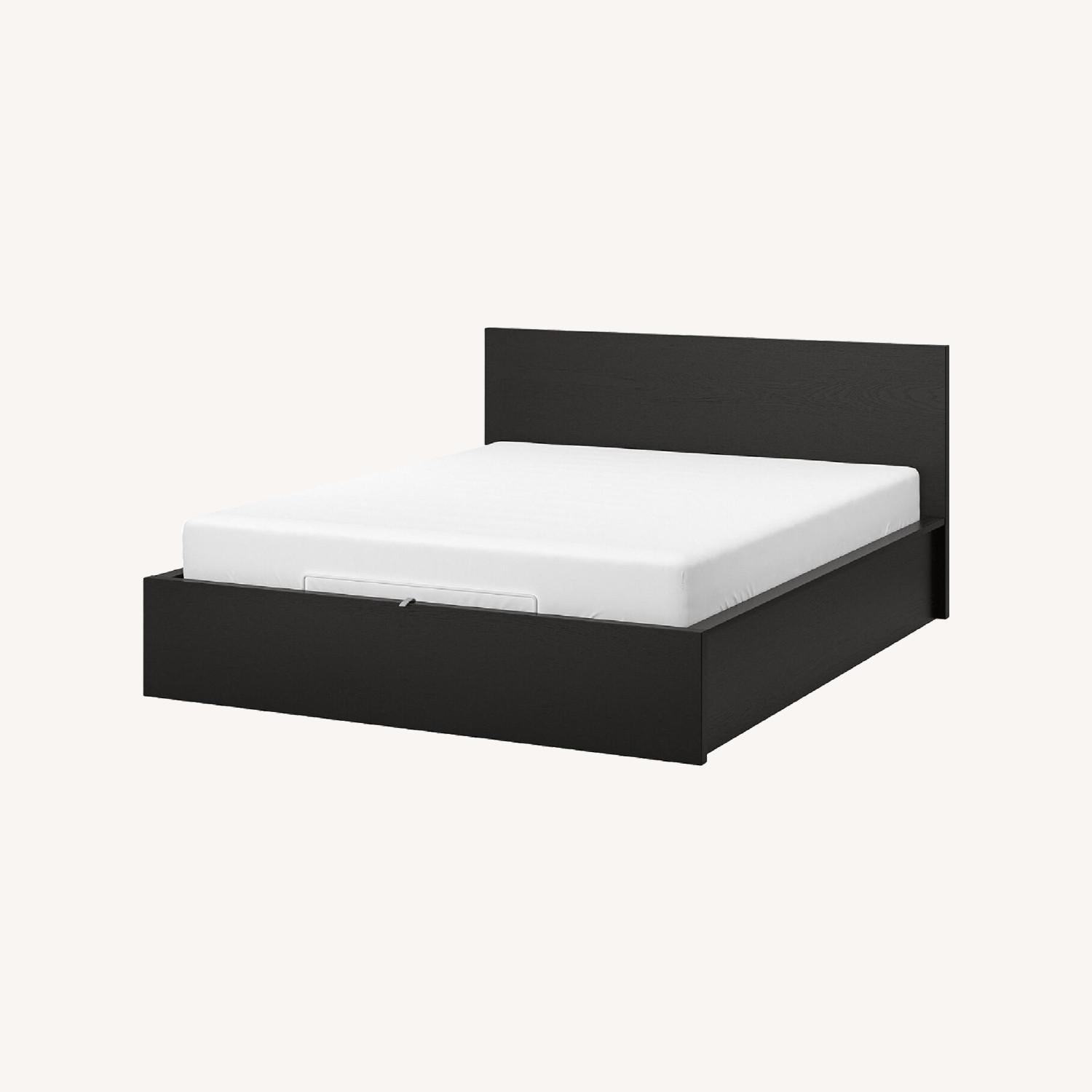 IKEA Malm Black-Brown Full Bed with Headboard & Storage - image-0
