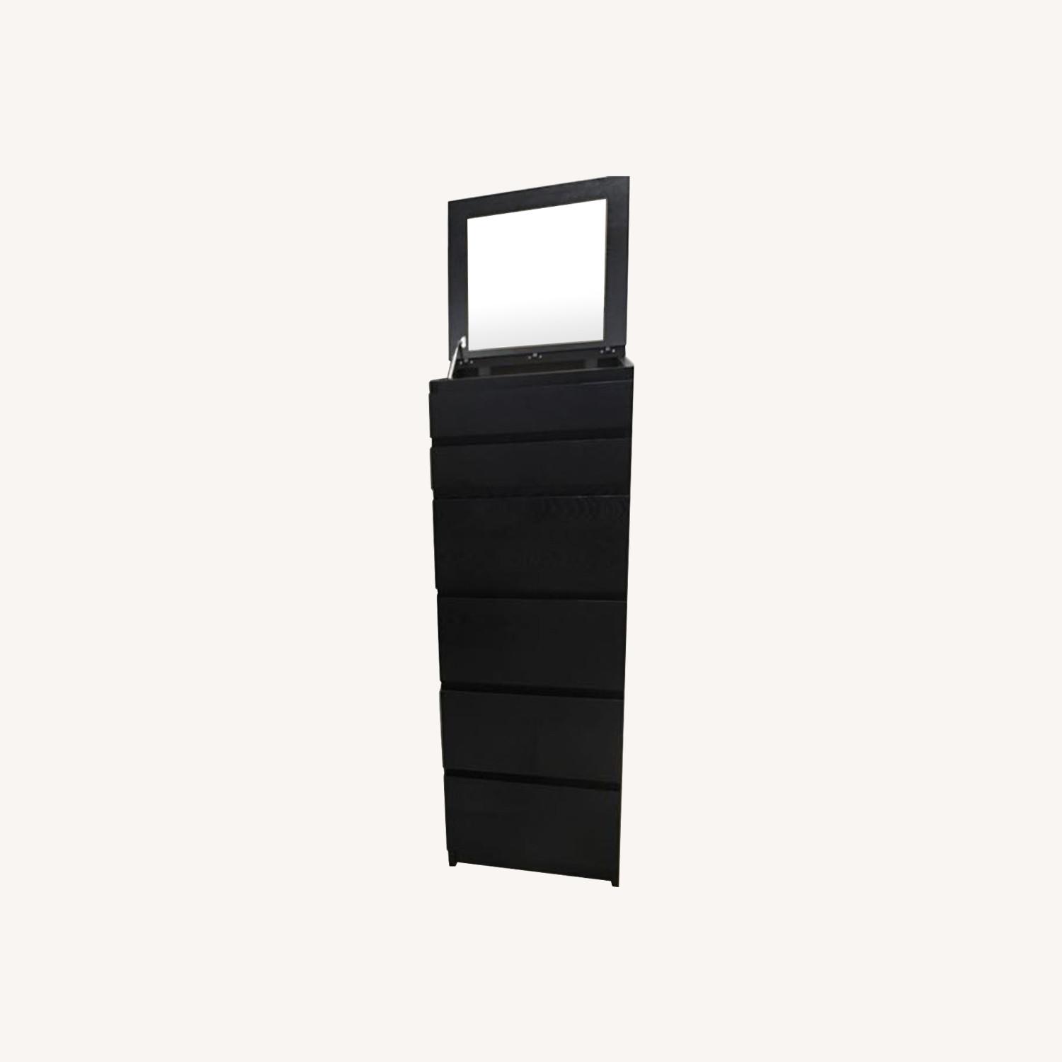 IKEA Malm Brown Black Tall Dresser with Mirror - image-0