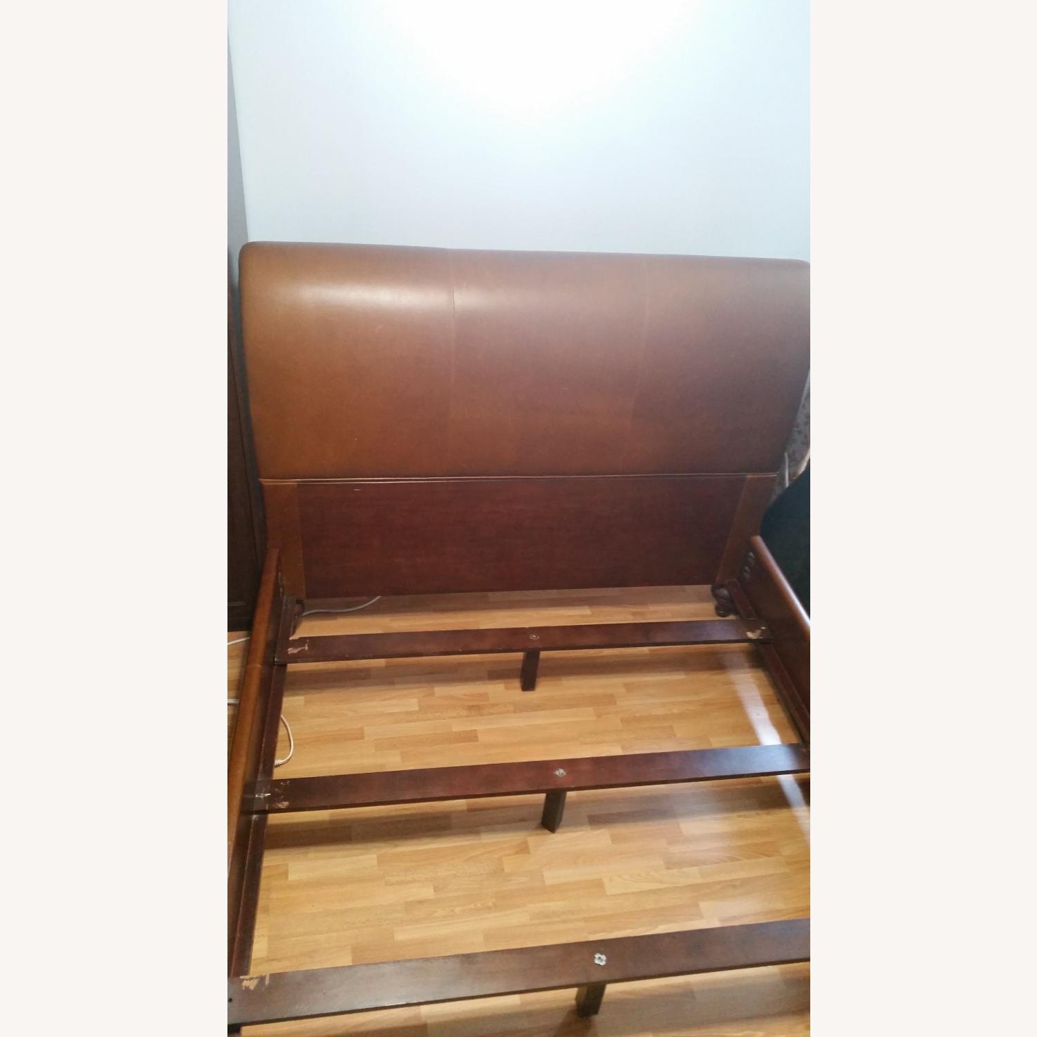 Ethan Allen Queen Leather Sleigh Bed - image-1