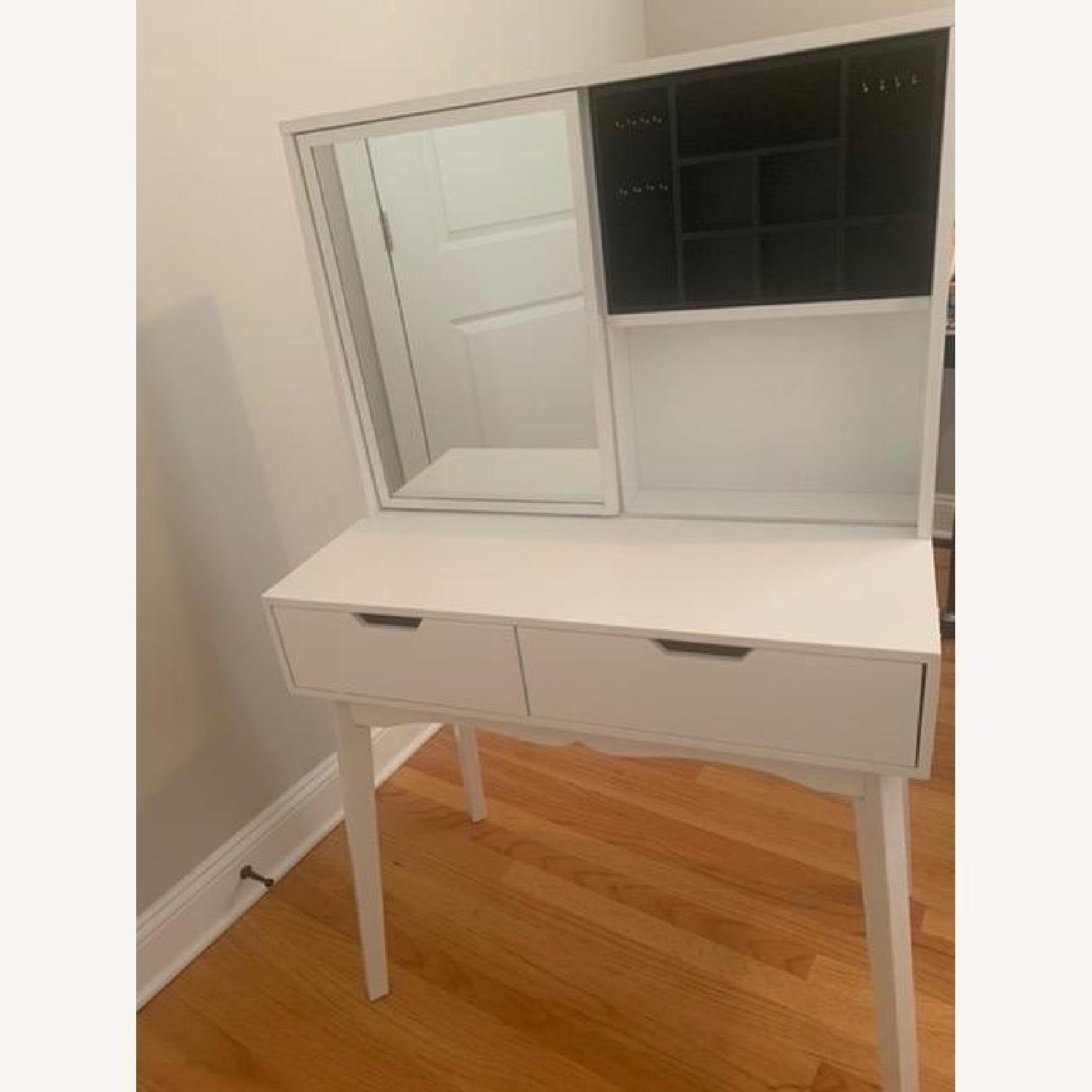 Vanity Mirror Table with Stool and Jewelry Box AptDeco