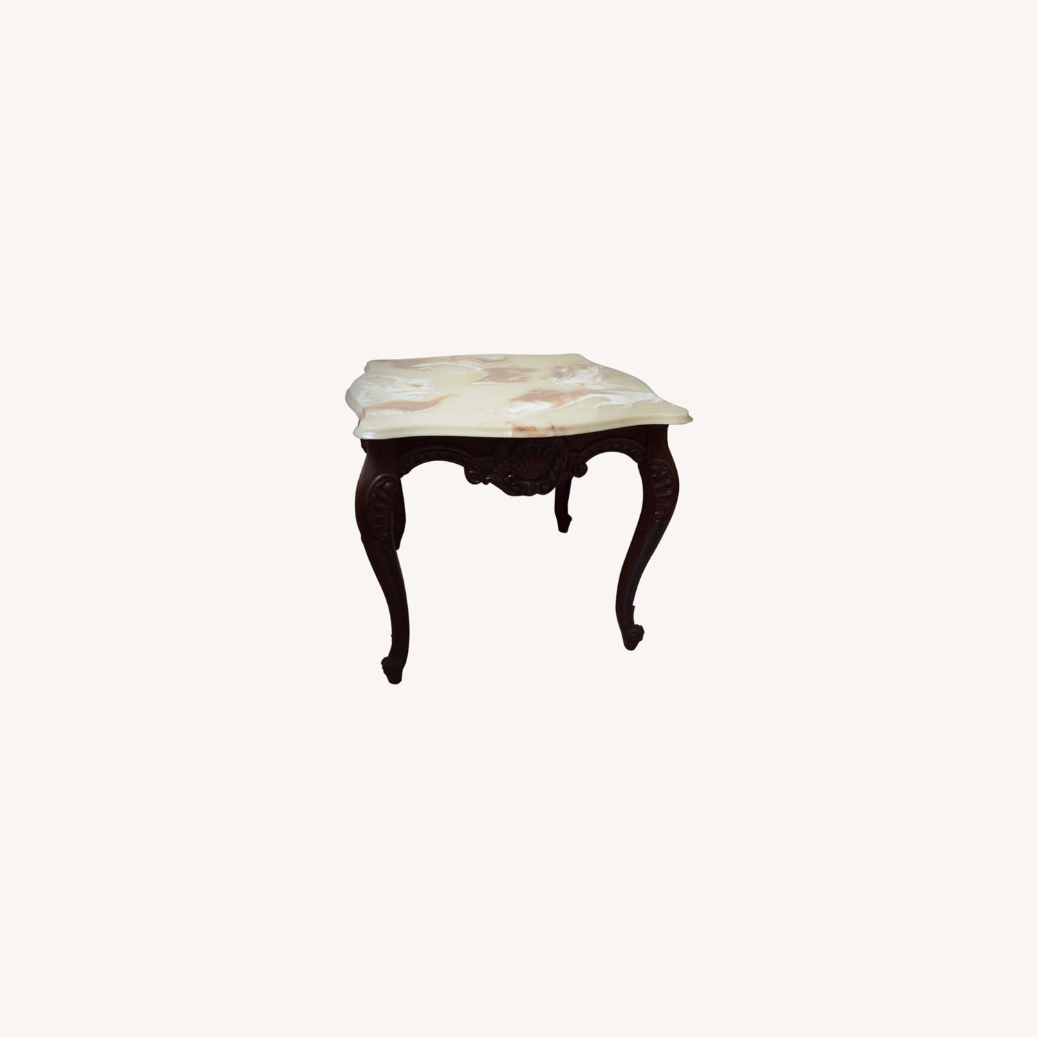 French Provincial Side Table Marble Top - image-0