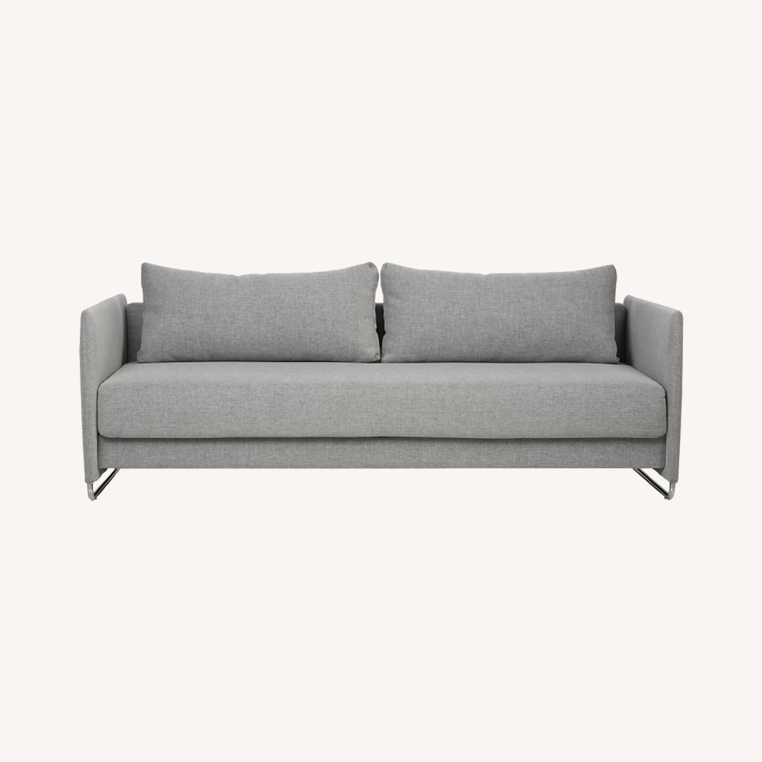CB2 Tandom Microgrid Grey Sleeper Sofa AptDeco