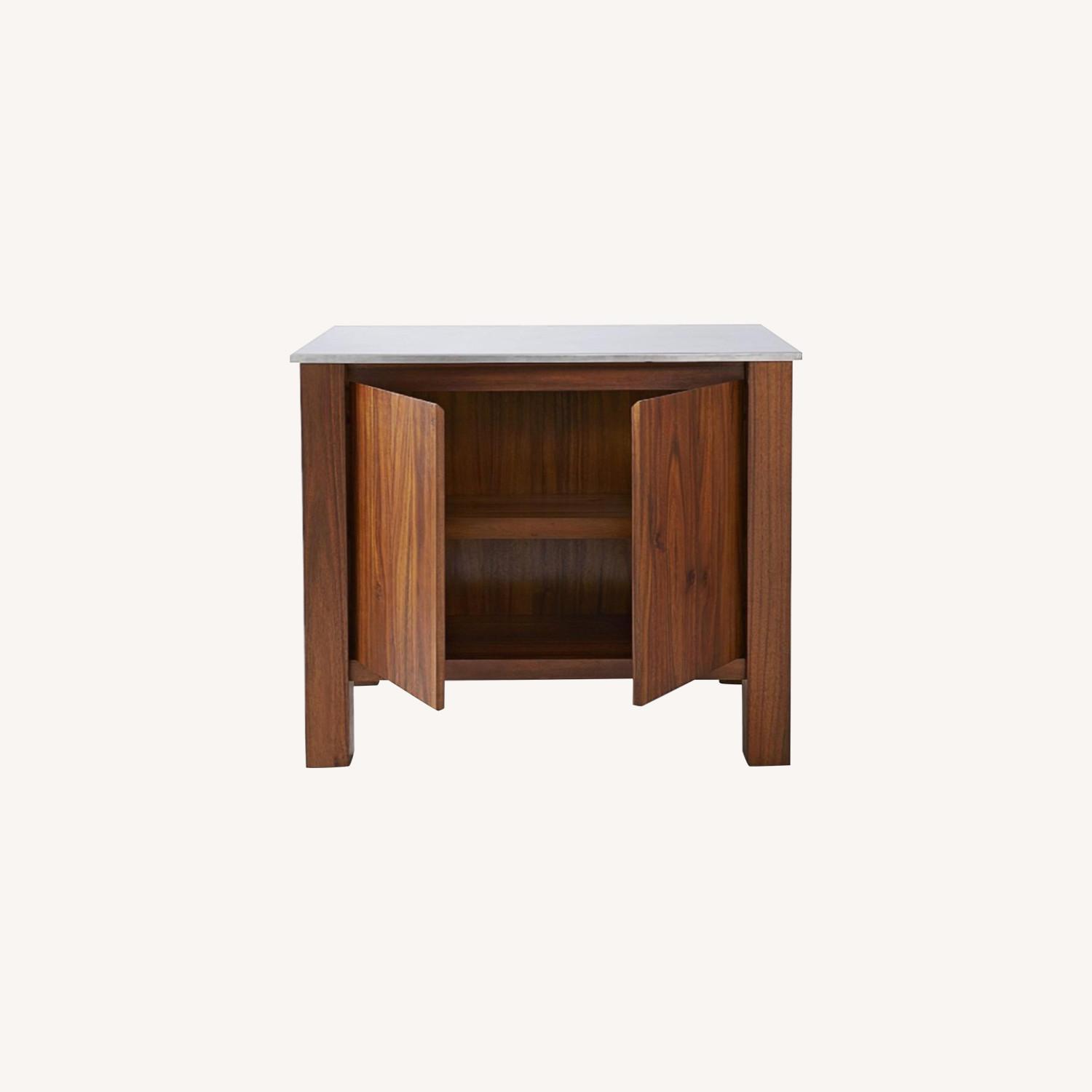 West Elm Kitchen Island with Doors + 2 Stools - image-0