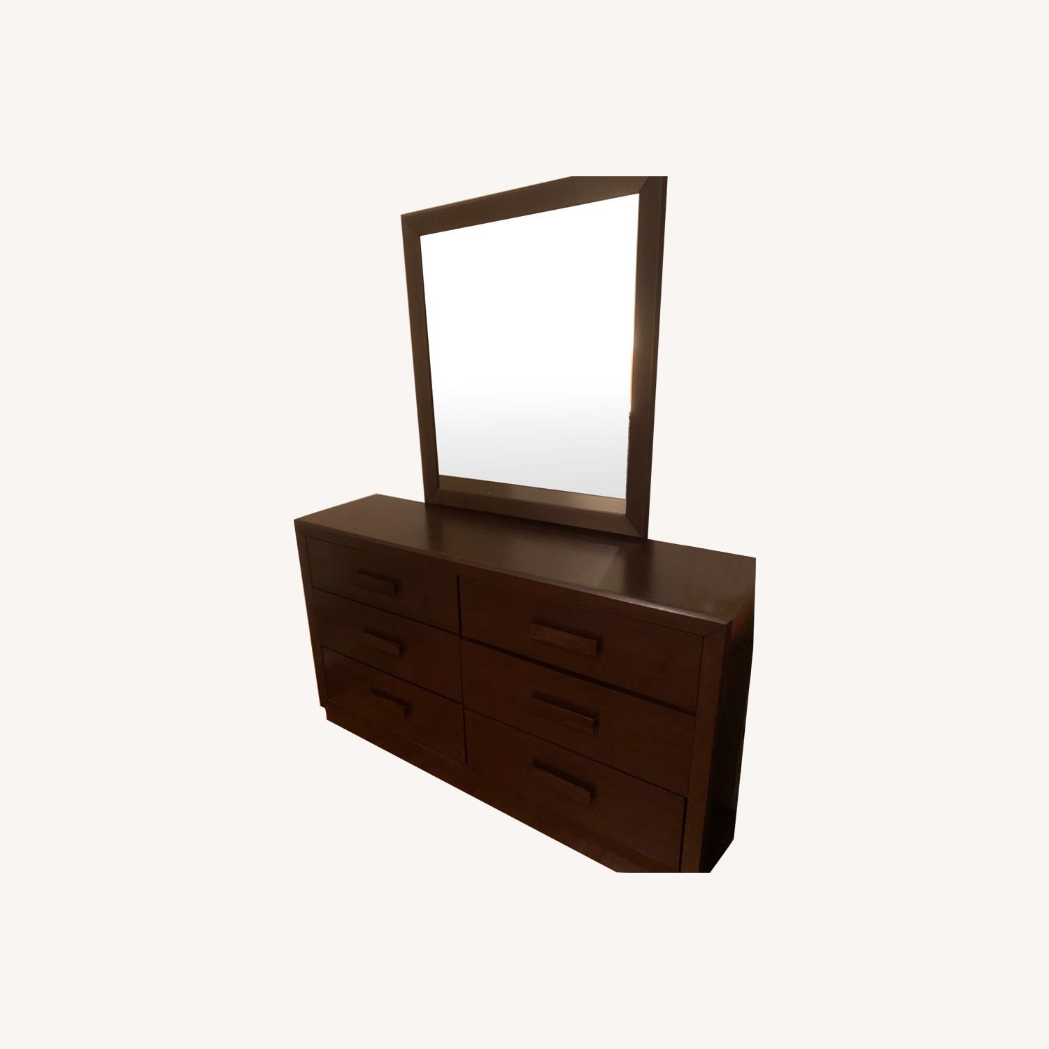 Dark Brown Contemporary Dresser + Mirror AptDeco