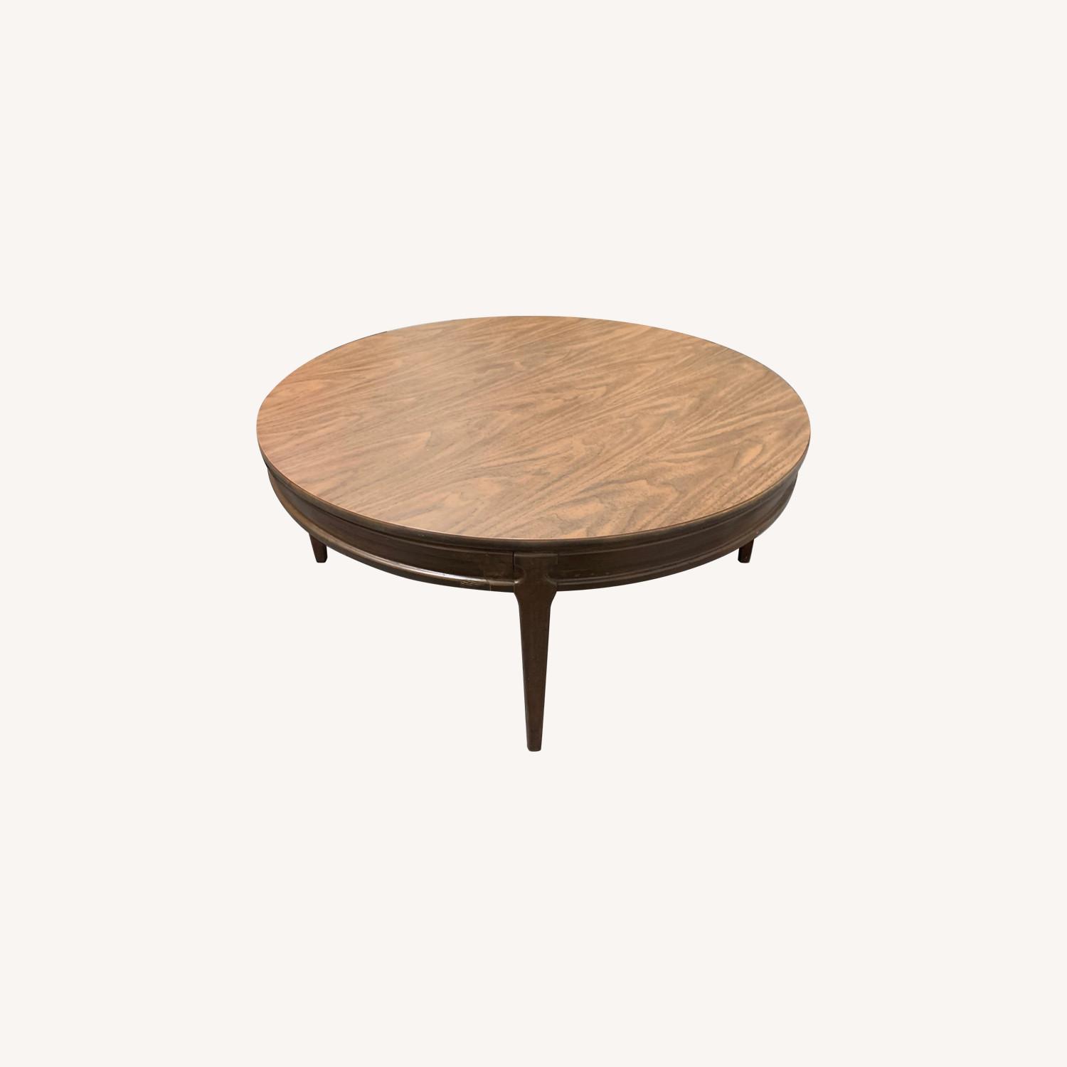 Vintage Round Hardwood Coffee Table - image-0