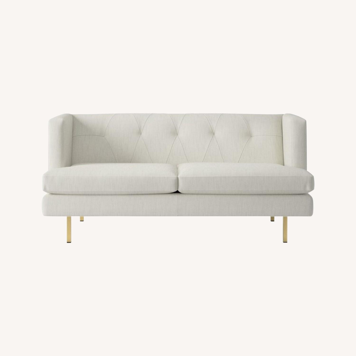 CB2 Ivory Velvet Sofa AptDeco