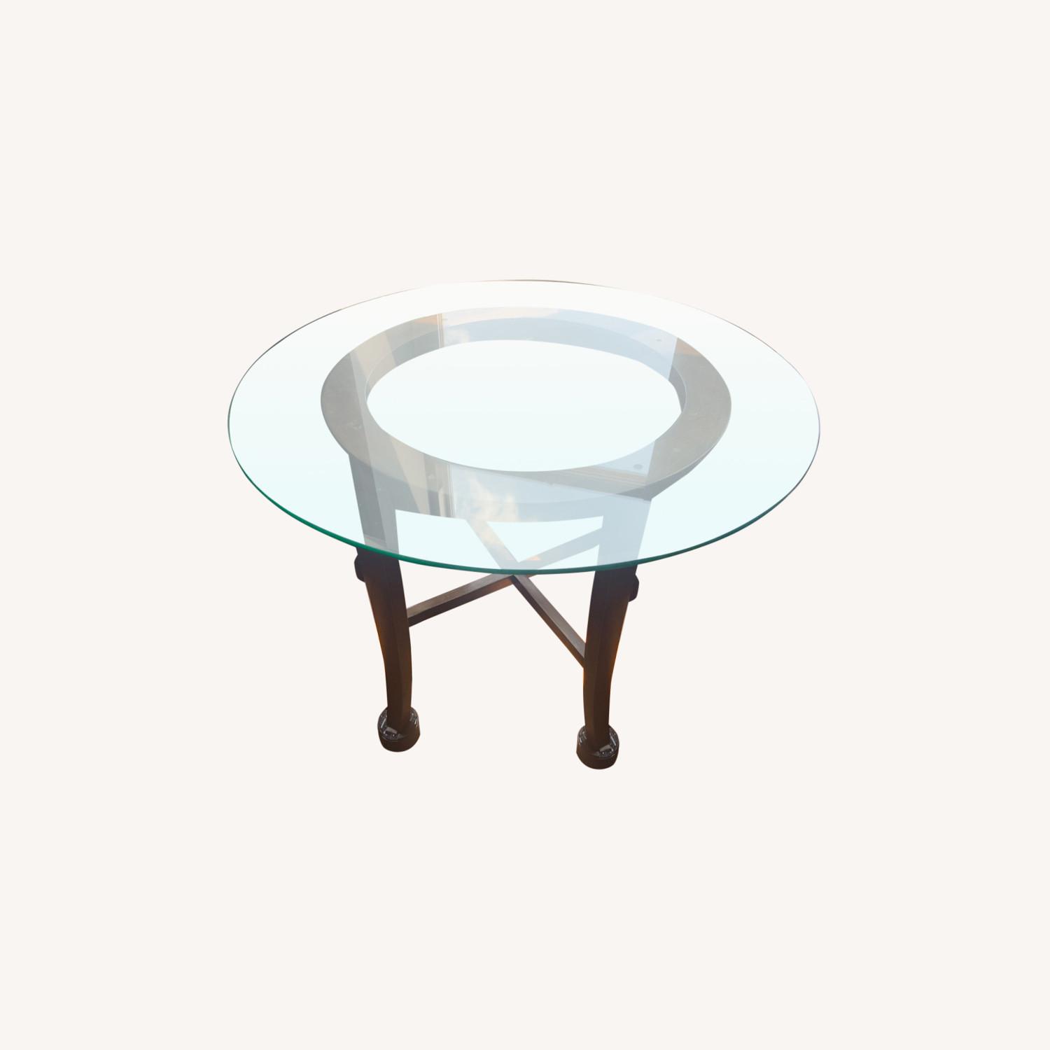 Crate & Barrel 42" Round Dining Table with Glass Top - image-0
