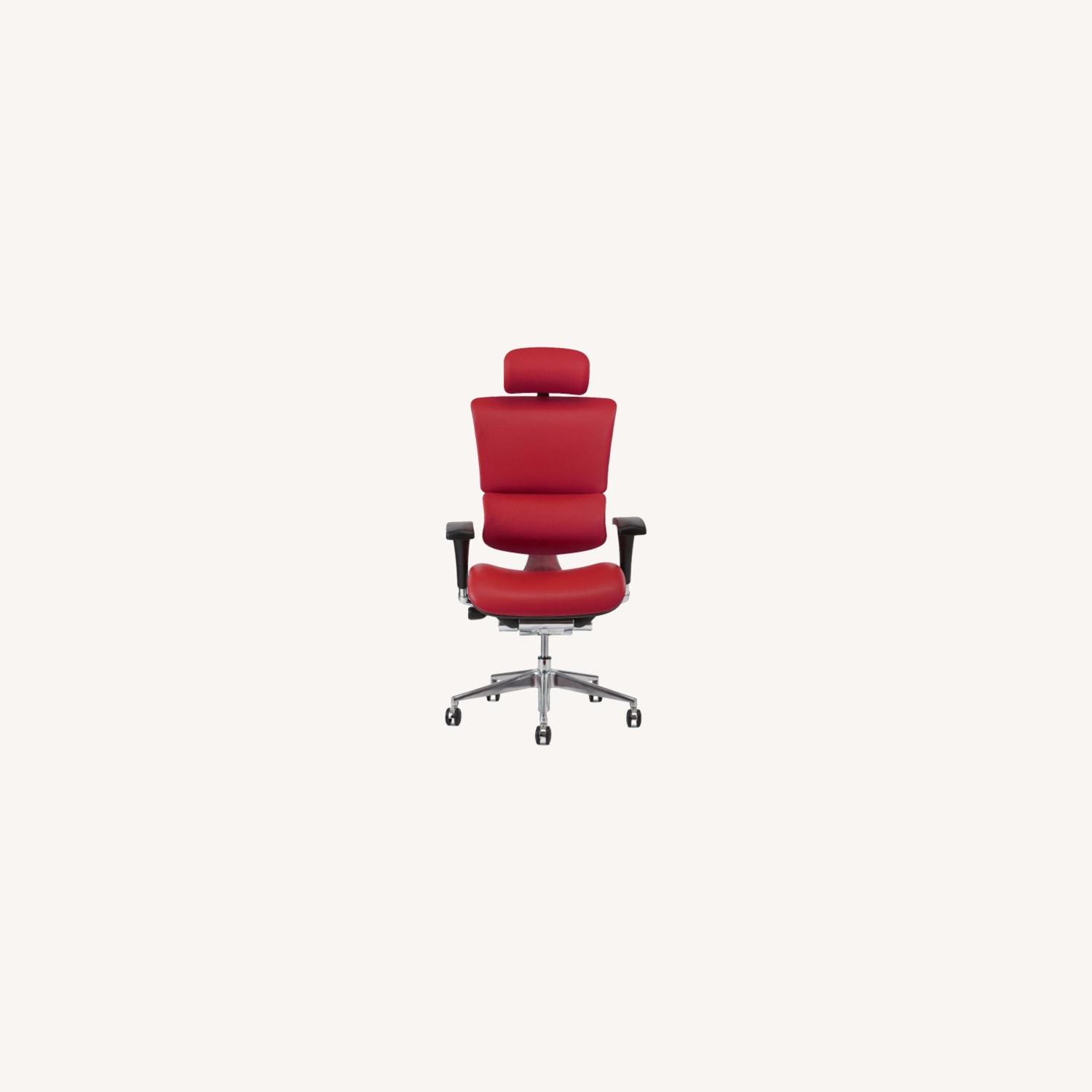 X-Chair Brisa Leather Red Chair w/Headrest - image-0