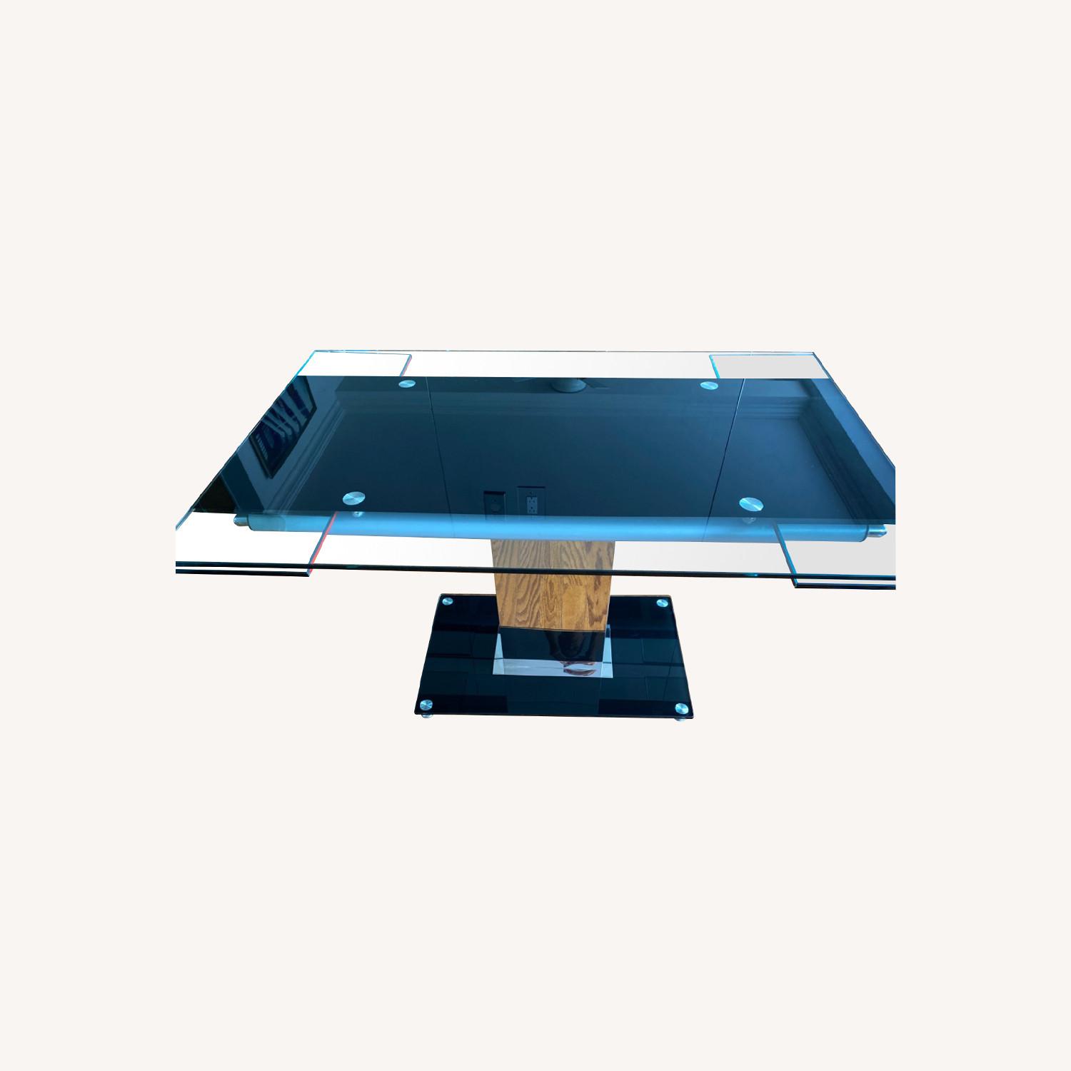 Modern Black Glass Expandable Dining Room Table - image-0