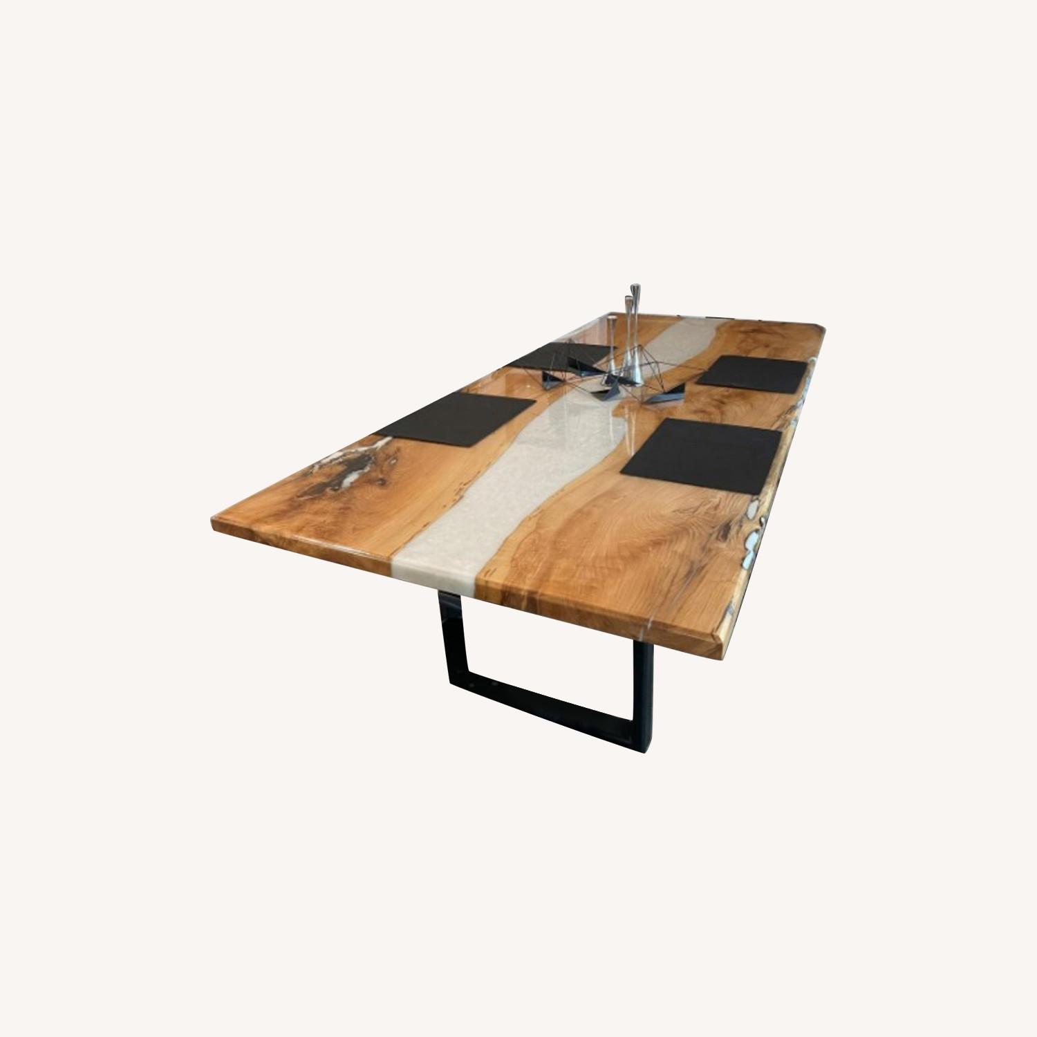 Monophonic　TH ASH TABLE Ash and Epoxy River Dining Table - AptDeco