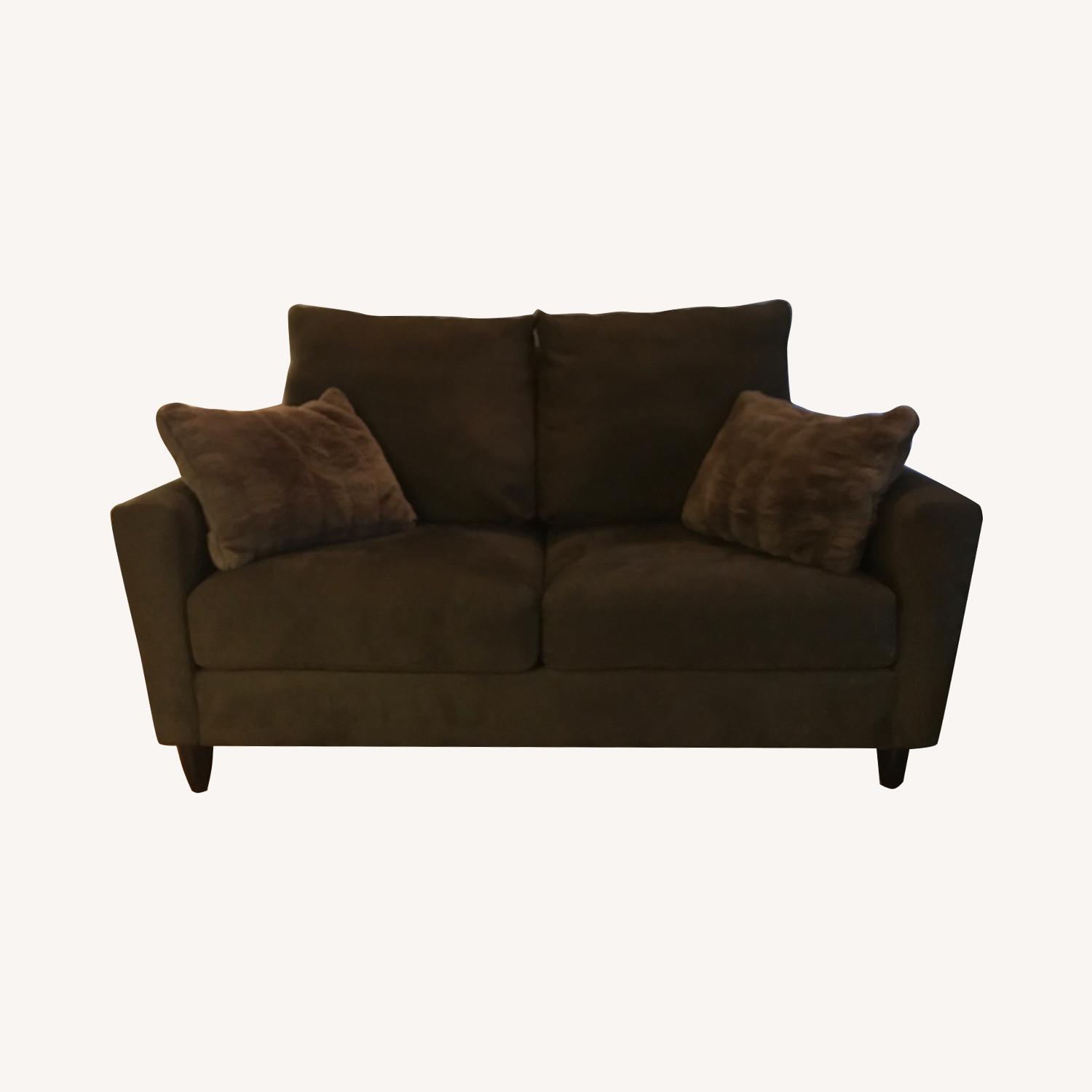 Brown Suede Loveseat Custom Made AptDeco