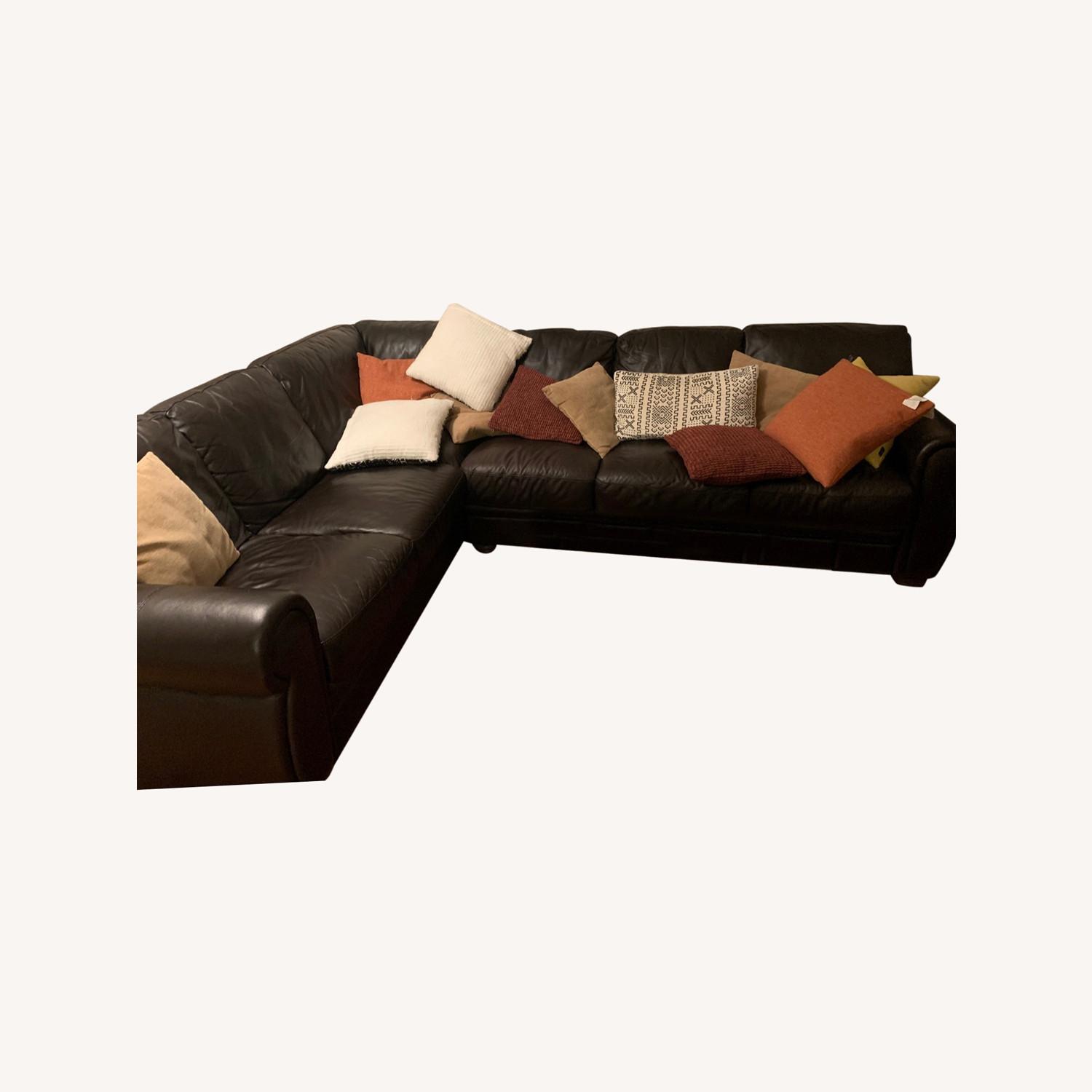 Dark Brown Leather Sectional - image-4