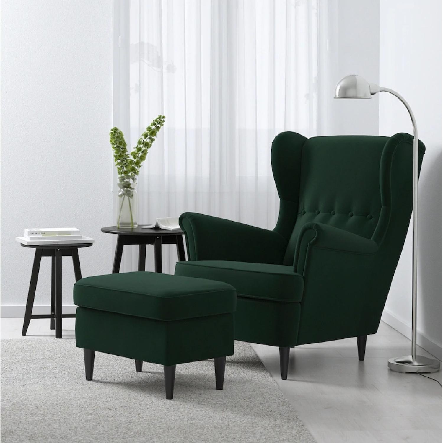 IKEA Velvet Winged Armchair - image-8