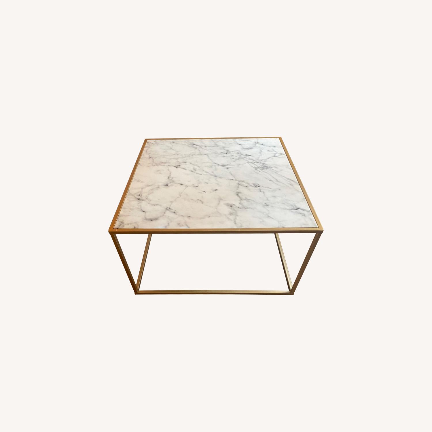 White Faux Marble and Gold Coffee Table AptDeco