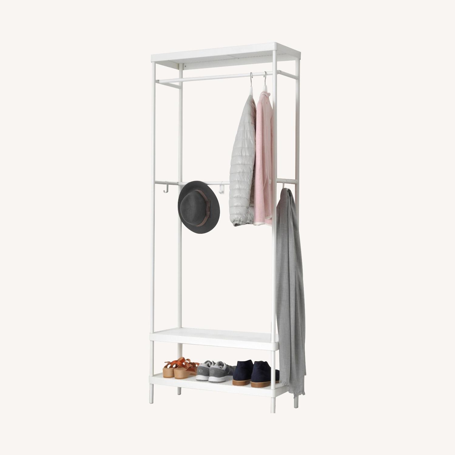 IKEA White Coat Rack with Shoe Storage Unit AptDeco