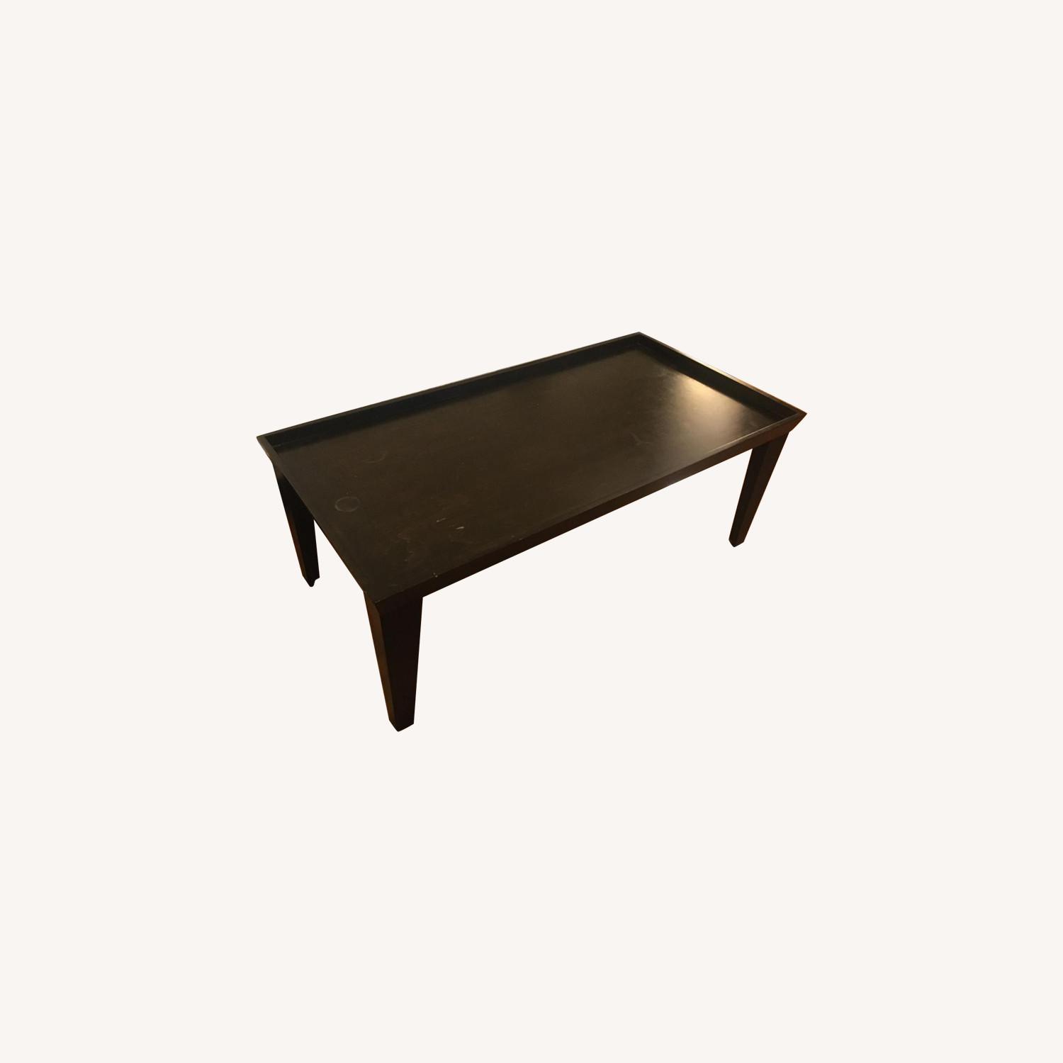 Espresso Wood Coffee Table with Raised Edges - image-0