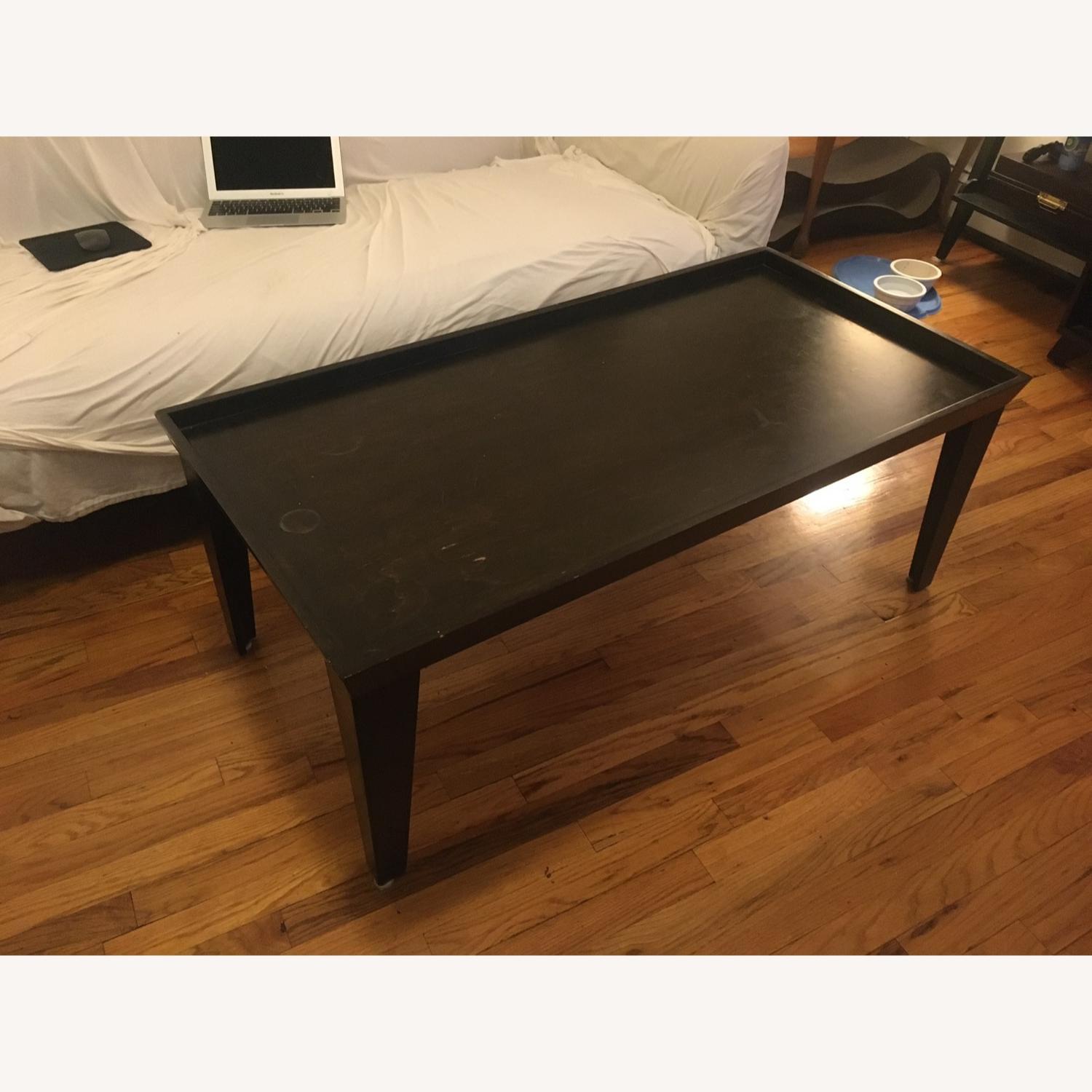 Espresso Wood Coffee Table with Raised Edges - image-1