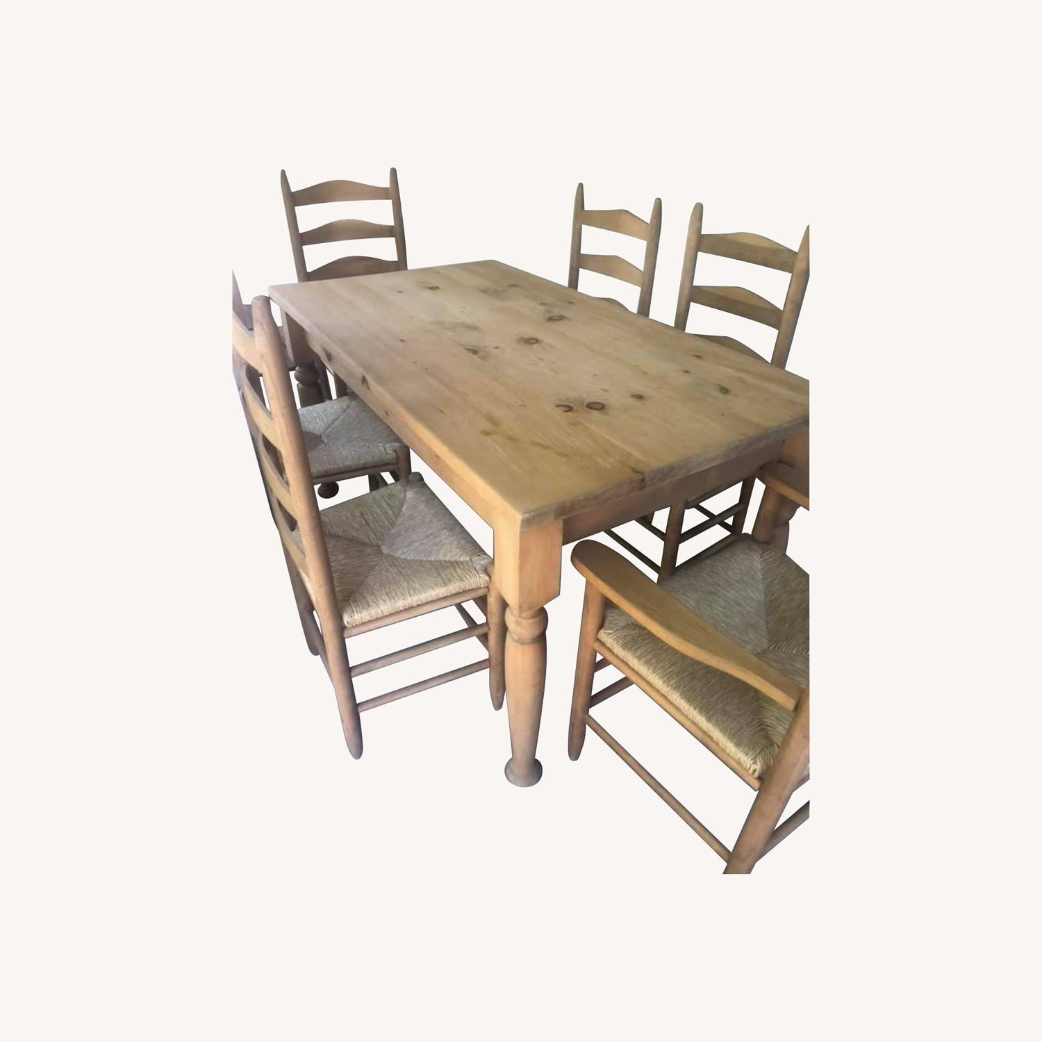 Solid Wood Rustic Farm Table & Chairs AptDeco