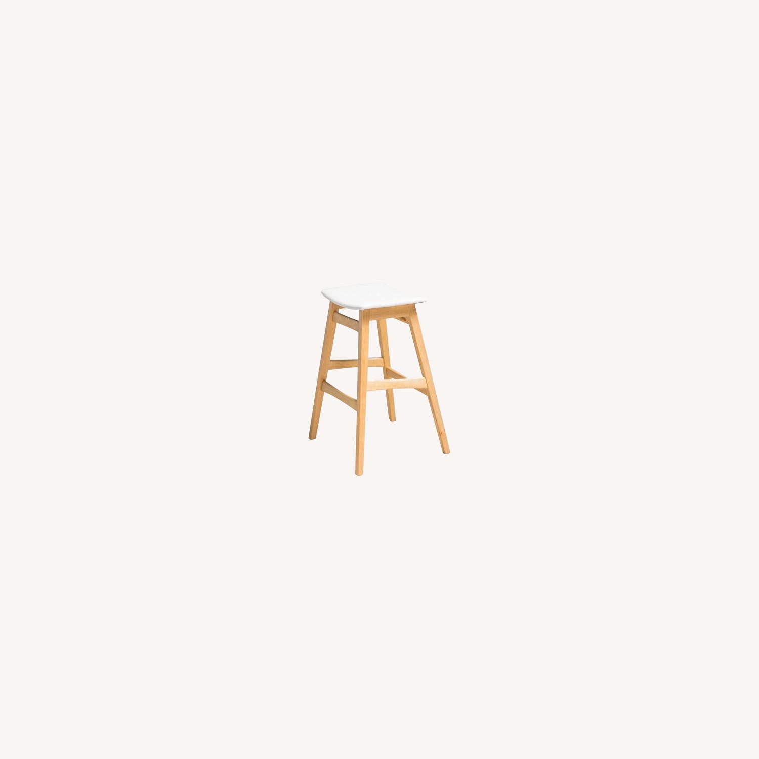 AllModern Natural Wood White Cushion Bar Stools - image-0