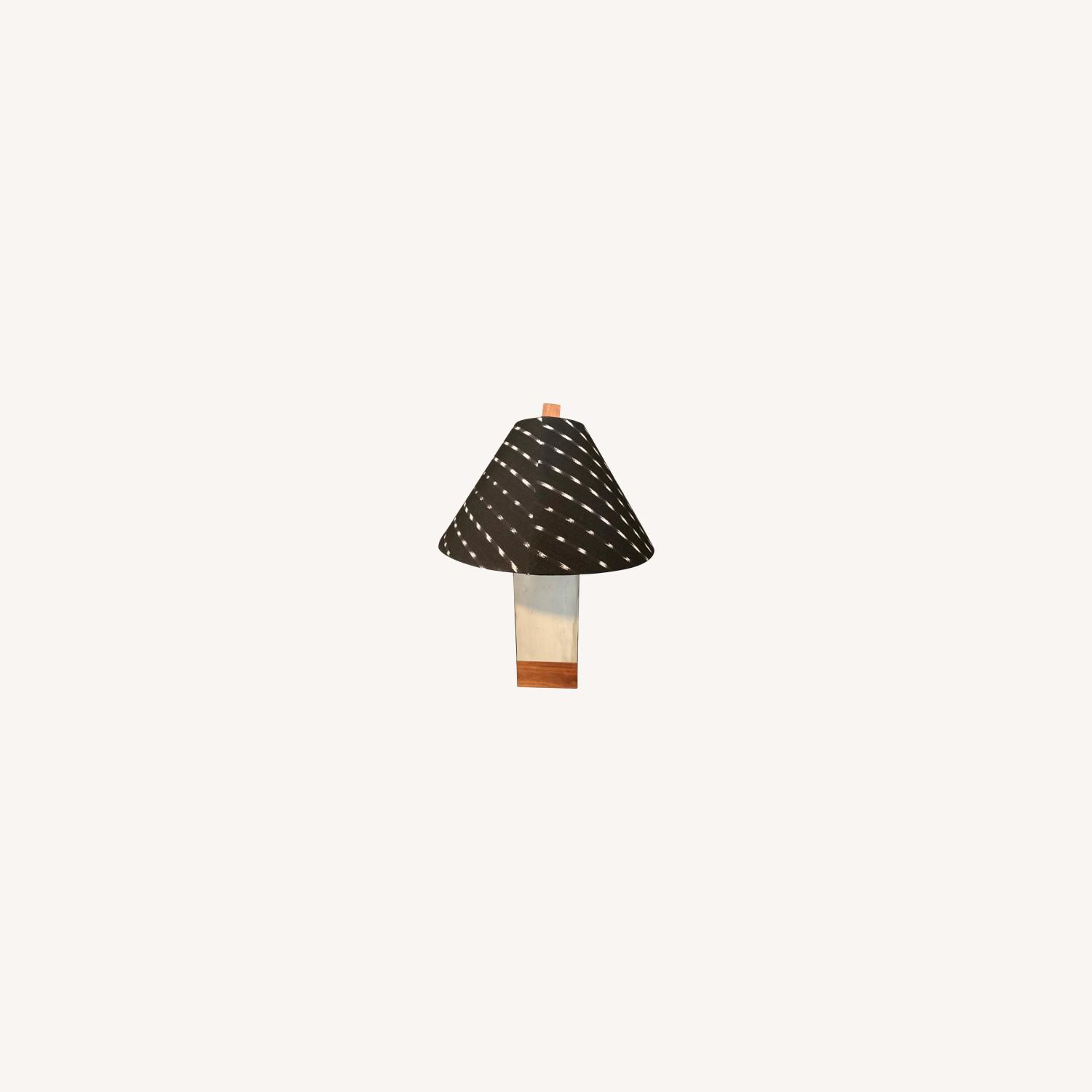 Concrete and Wood Lamps with Lampshades Set - image-0