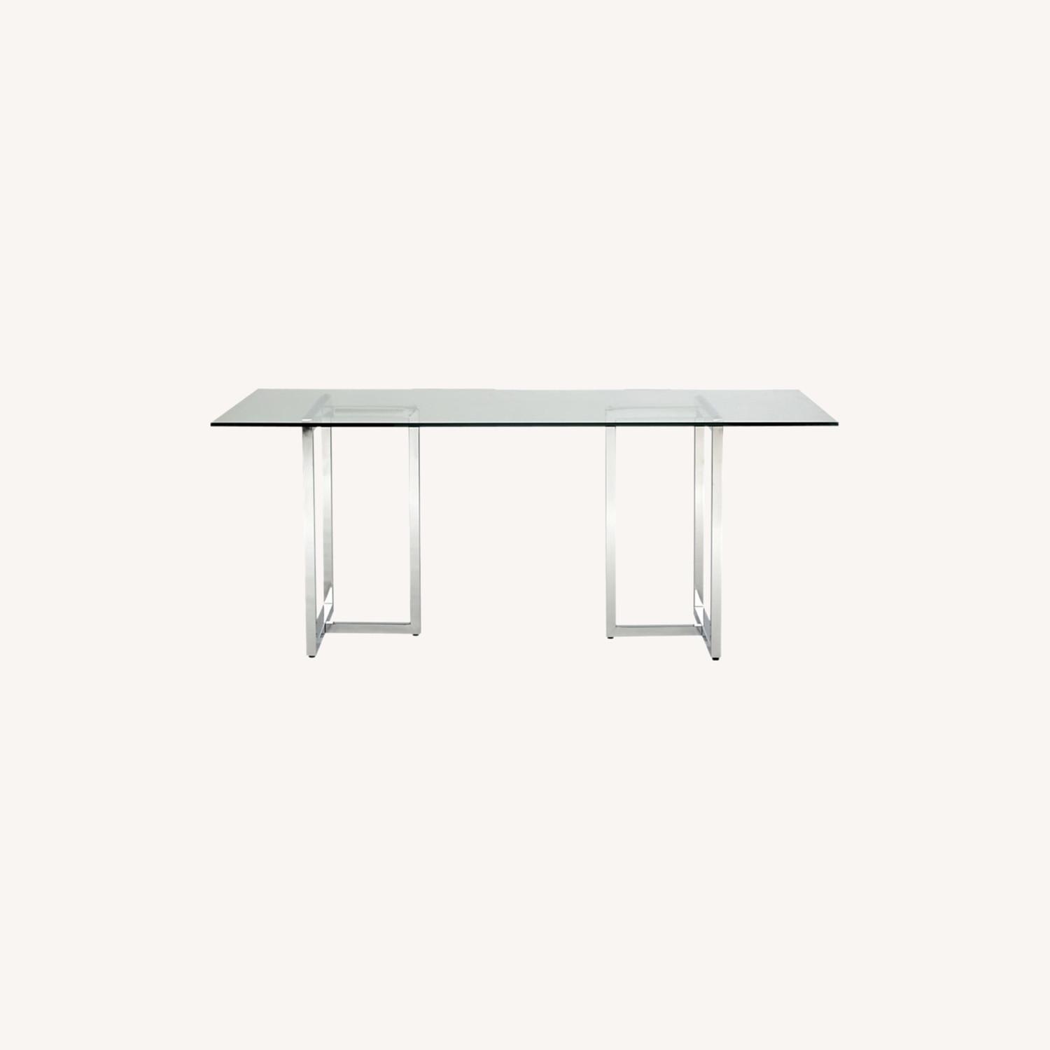 CB2 Silverado Glass Chrome Dining Table - image-0