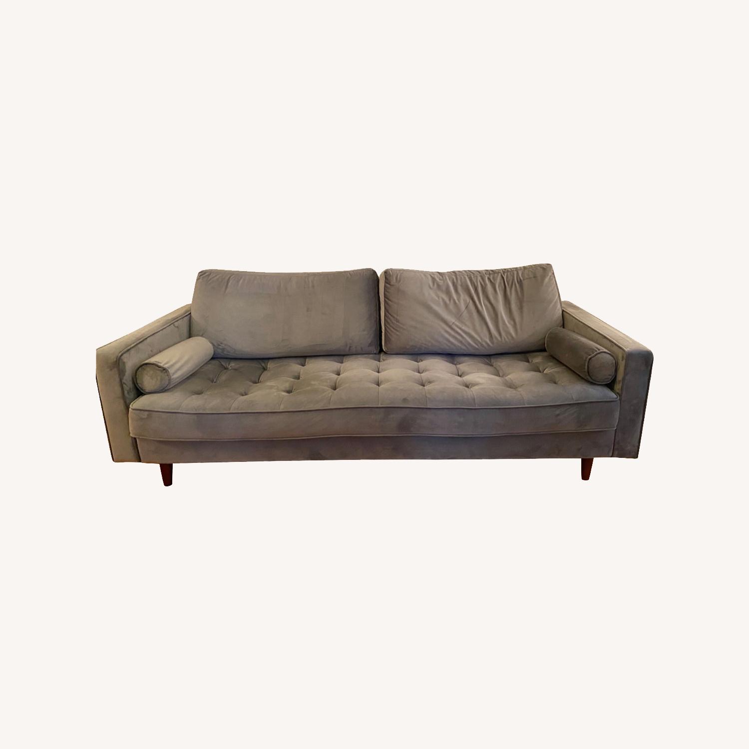 Allmodern Gray Velvet Square Arm Sofa - image-0