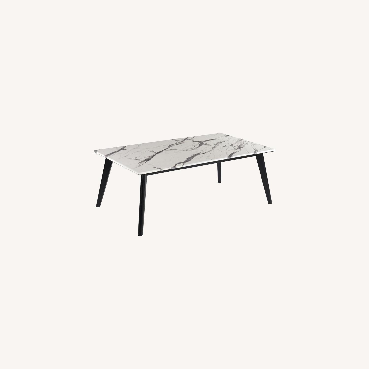 Modern Coffee Table In Black And White Faux Marble AptDeco