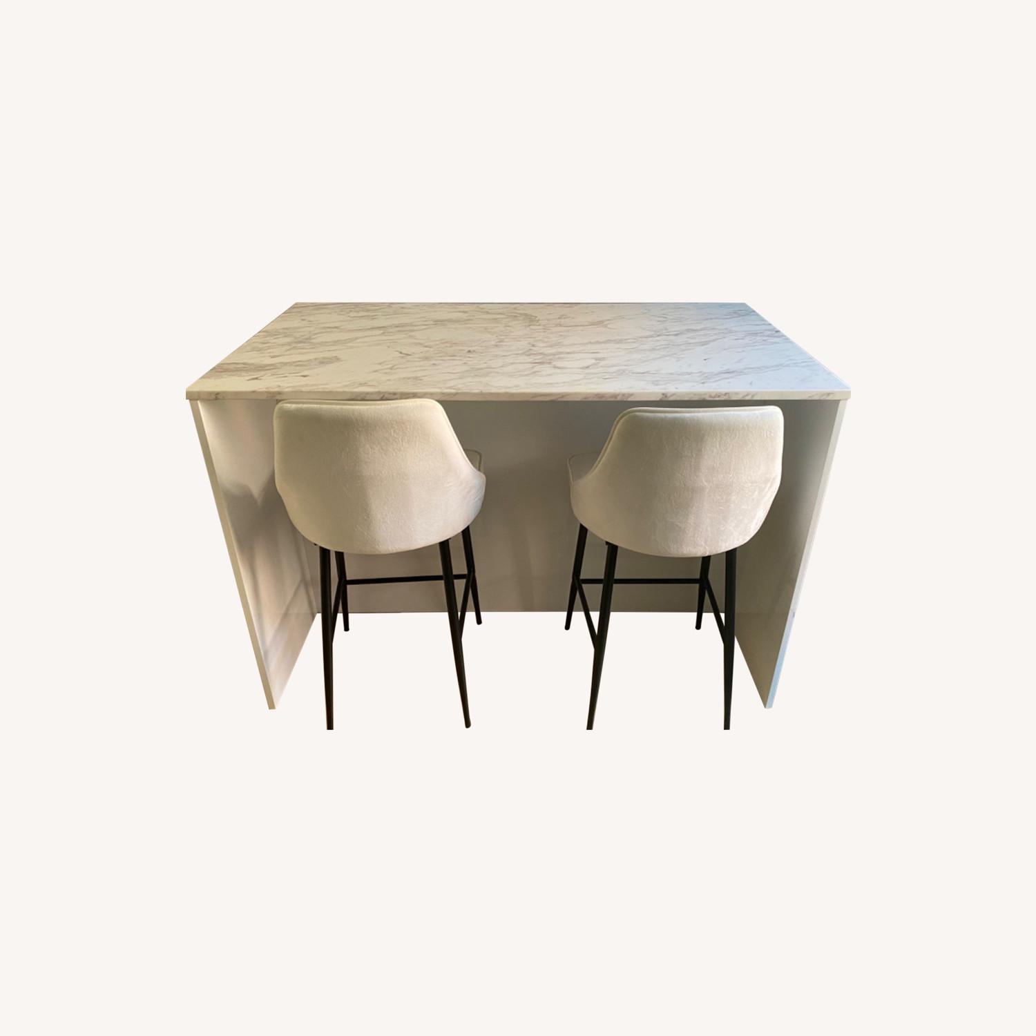 CB2 White Marble Top Island AptDeco