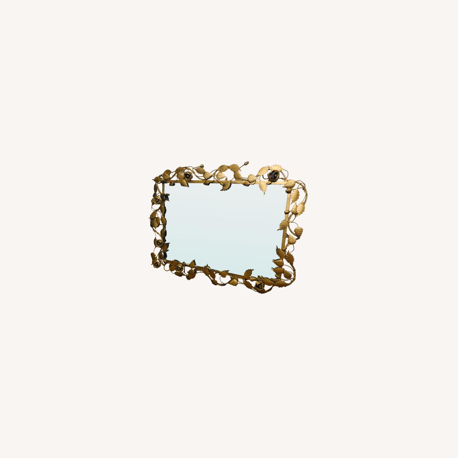 Vintage Anthropologie Mirror with Gold Rose Detail - image-0