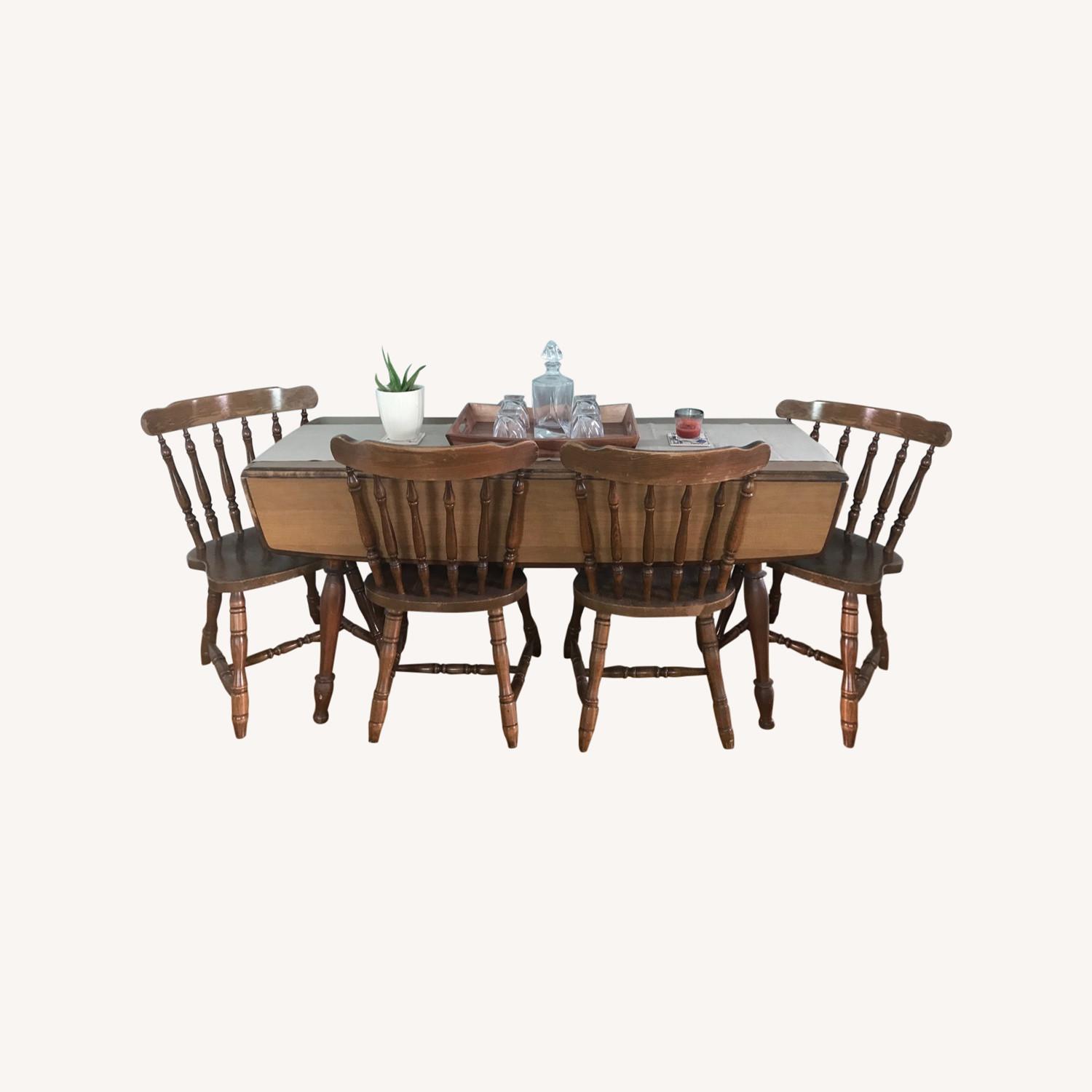 Vintage Dining Table & Six Chairs - AptDeco