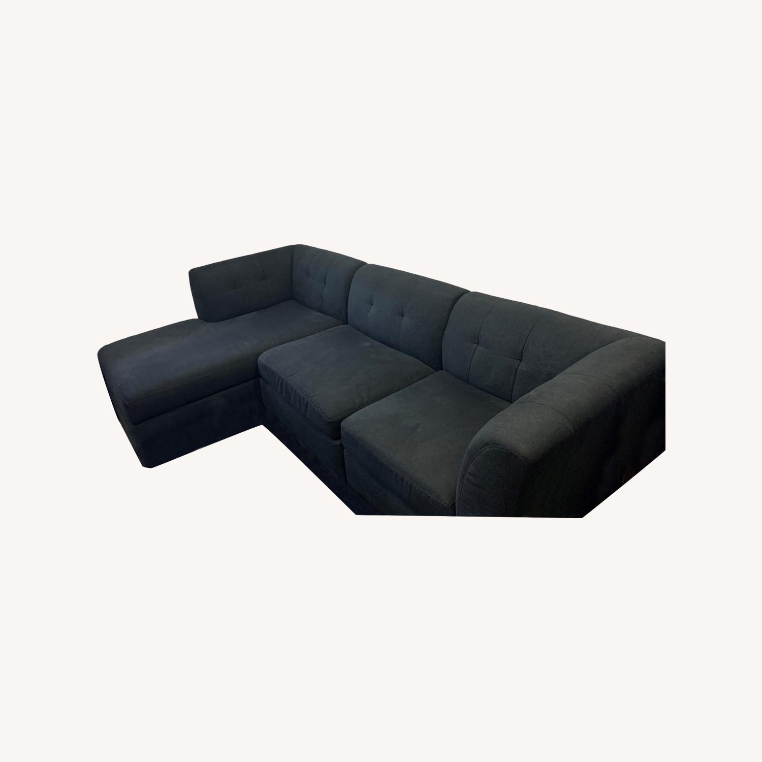 Raymour & Flanigan Navy Blue Sectional Sofa AptDeco