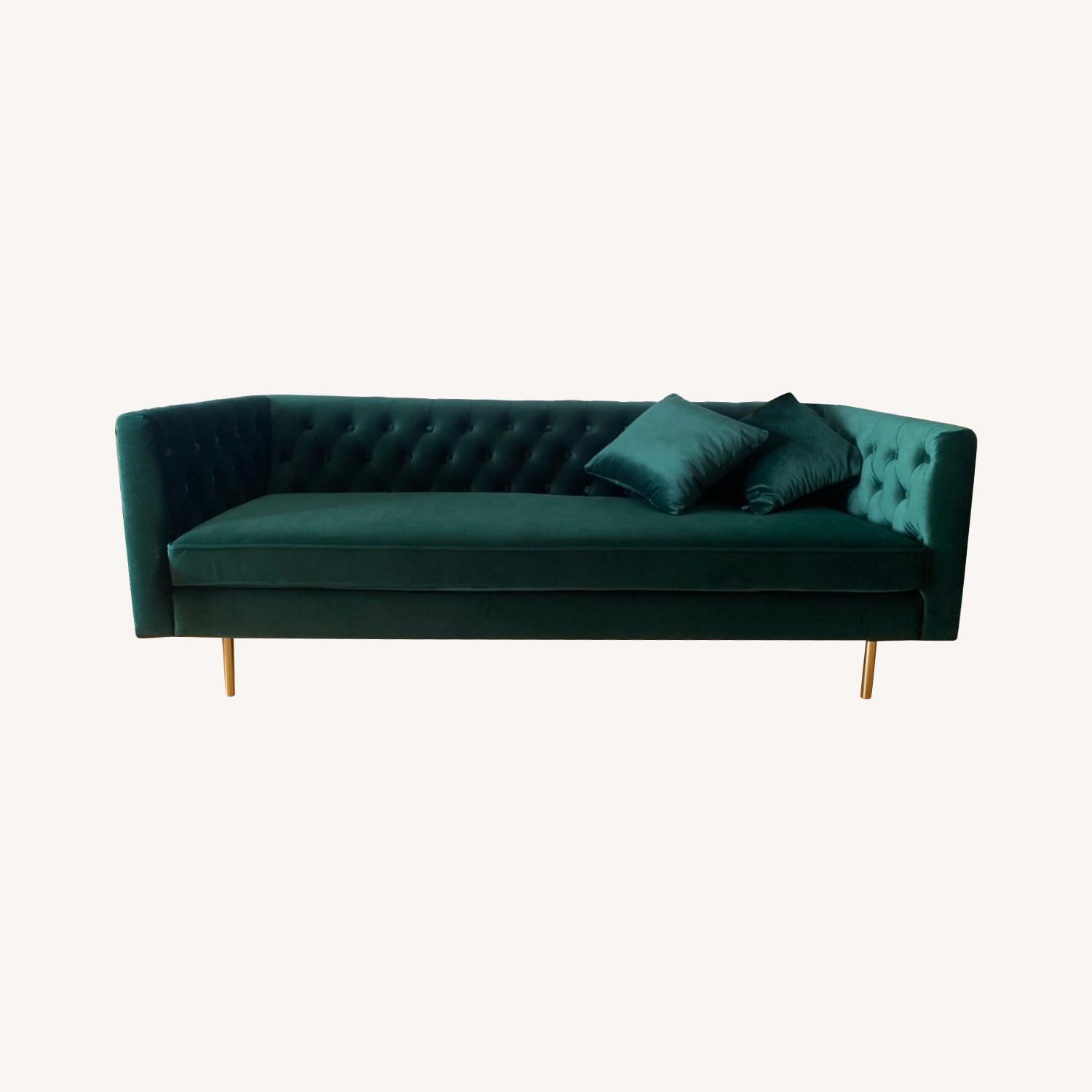 Wayfair Emerald Green Velvet Sofa AptDeco