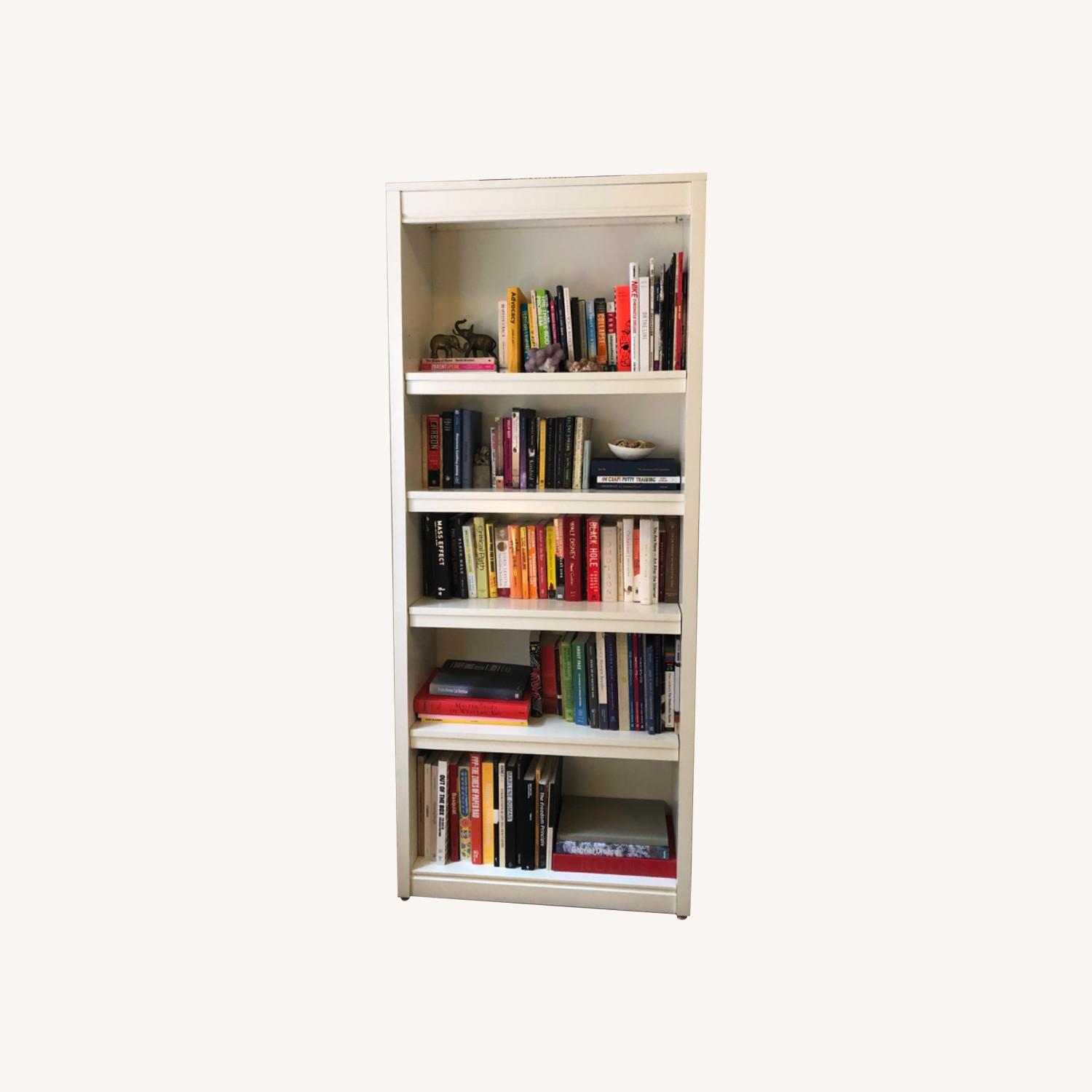 Large White Wood Bookcase AptDeco