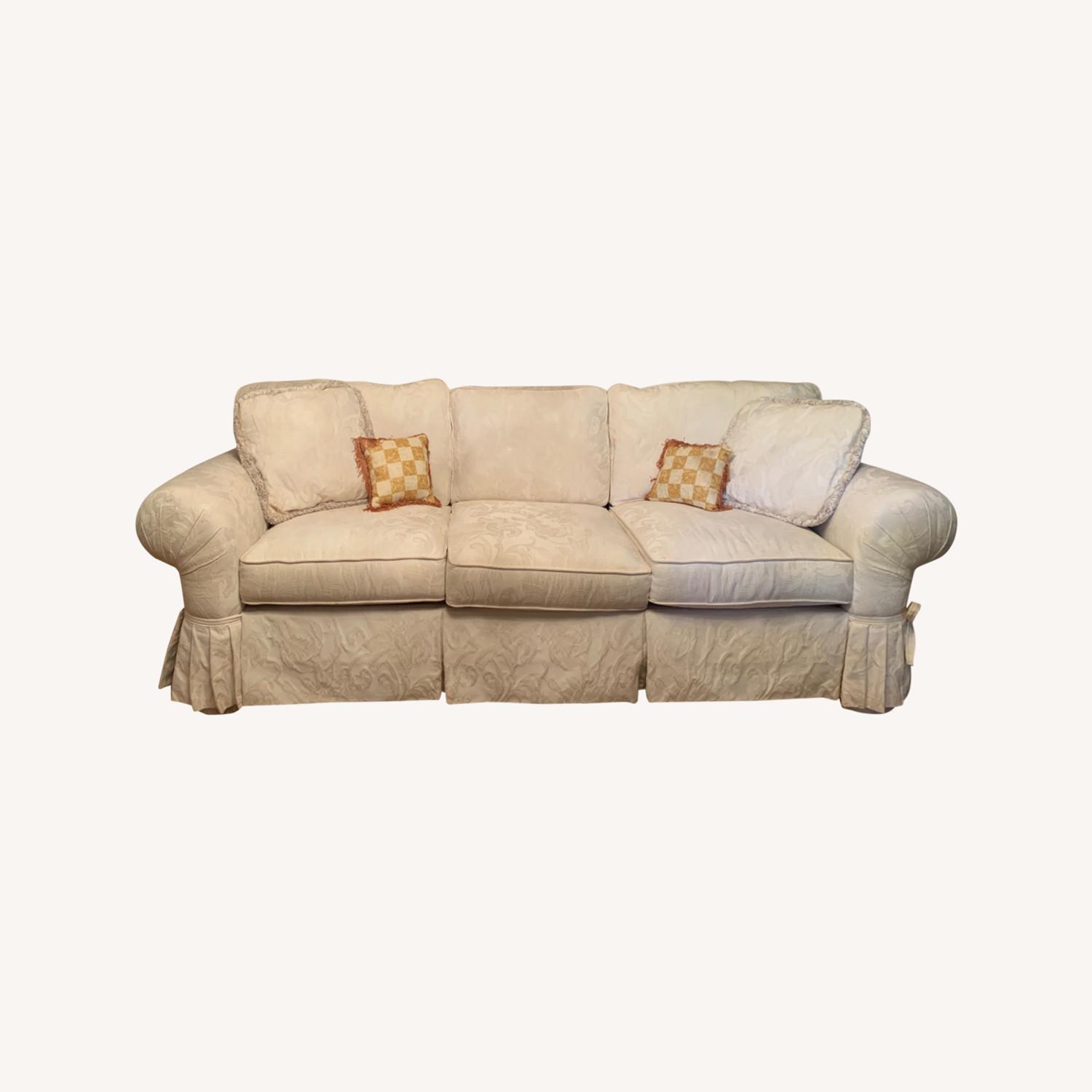 Casual Elegance White Damask Sofa - image-0