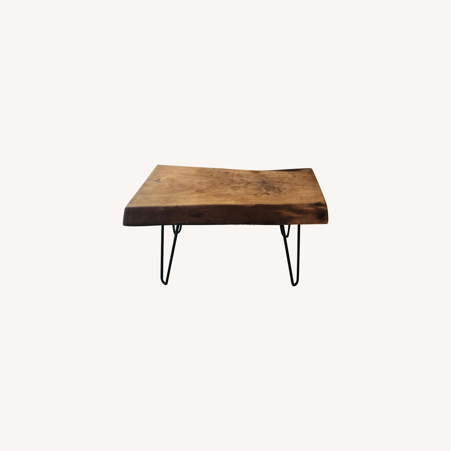 Walnut Slab Coffee Table with Cast Iron Legs AptDeco