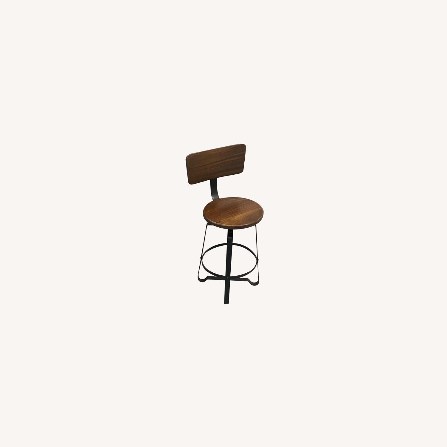 Adjustable Wood Back and Metal Bar Stool - image-0