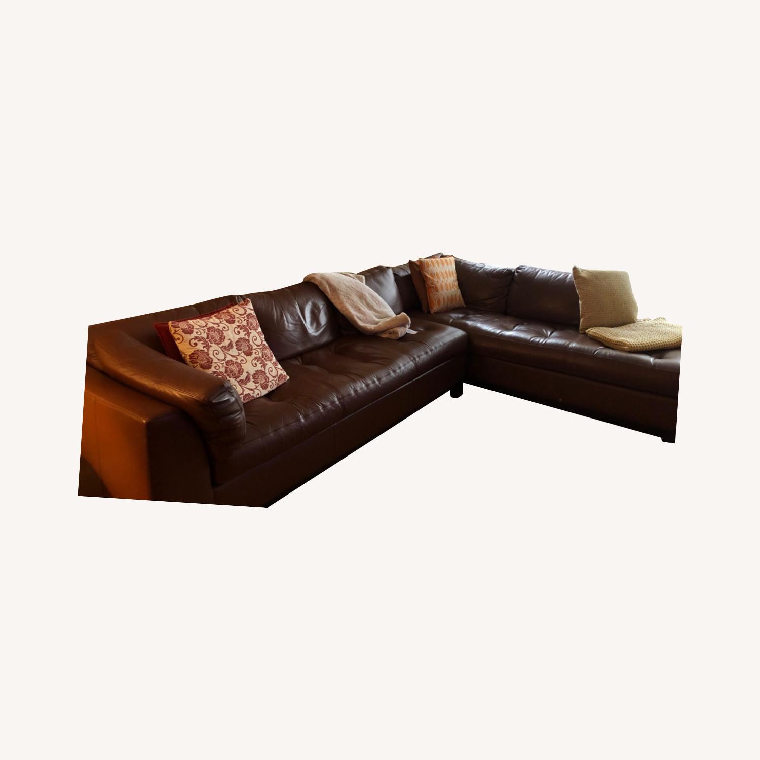 Bloomingdales Brown Leather Sectional - image-0