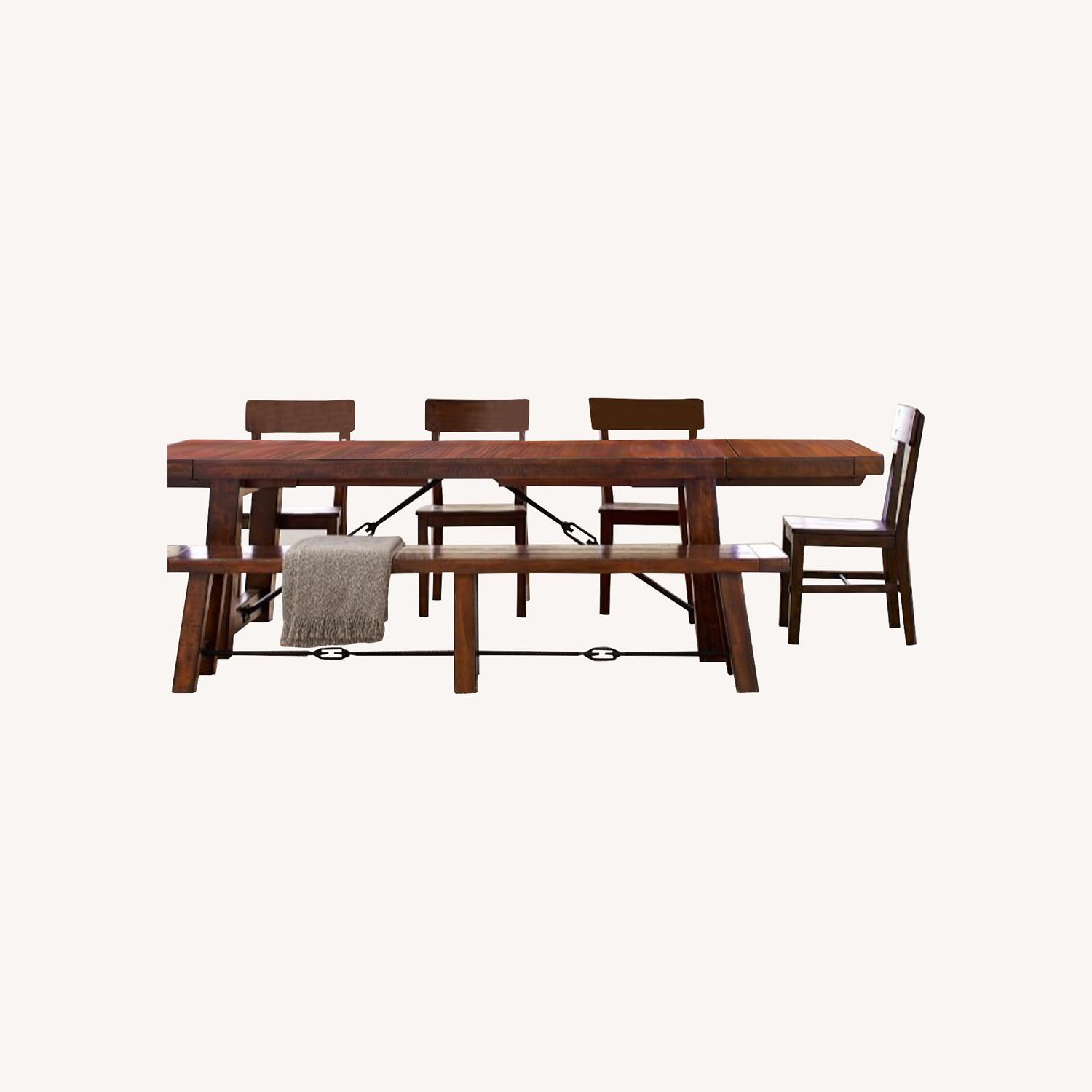 Pottery Barn Distressed Wood Rustic Table and Benches - image-0
